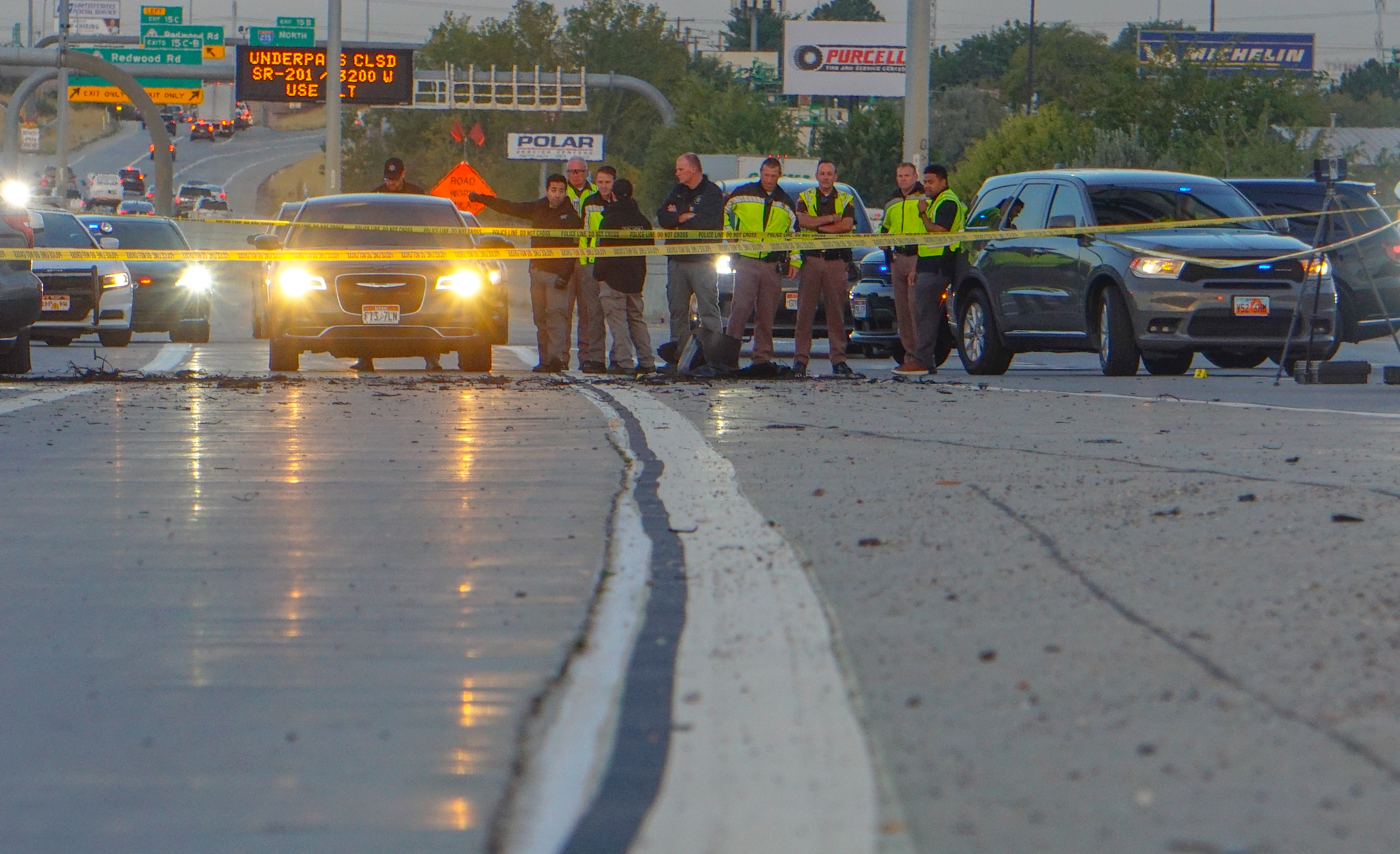 A fatal shooting on state Route 201 closed eastbound lanes of the highway at 900 West in Salt Lake City early Monday.