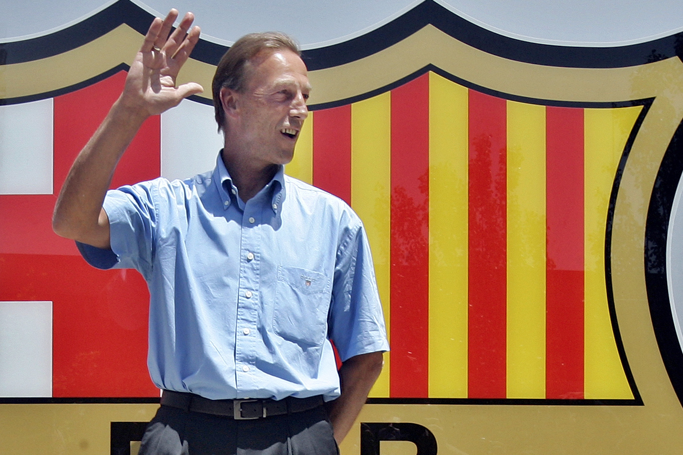 FILE - FC Barcelonas new assistant coach Johan Neeskens, from The Netherlands, gestures during his presentation ceremony after signing a three-year contract with the Spanish first divison club at Camp Nou Stadium in Barcelona, Spain, Tuesday, June 13, 2006.