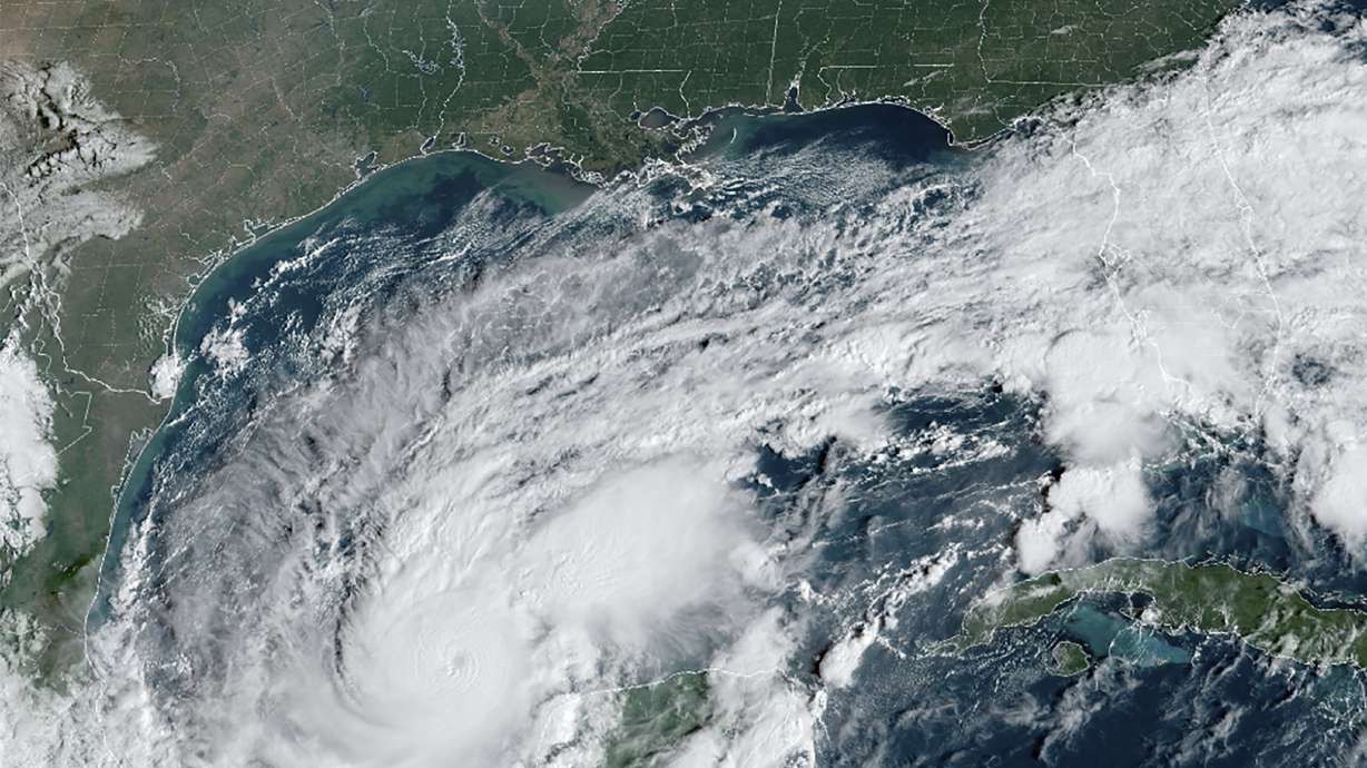 This satellite image provided by the National Oceanic and Atmospheric Administration on Monday shows Hurricane Milton.