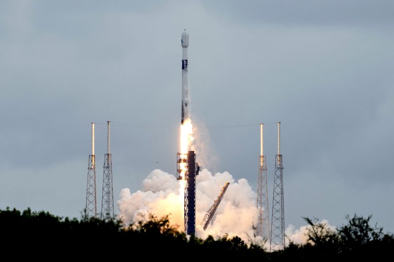 A SpaceX Falcon 9 rocket lifts off from the Cape Canaveral Space Force Station, Monday at Cape Canaveral, Fla., carrying a European spacecraft to an asteroid.