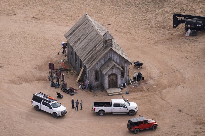 This aerial photo shows the movie set of "Rust," at Bonanza Creek Ranch, Oct. 23, 2021, in Santa Fe, N.M. - Jae C. Hong, Associated Press