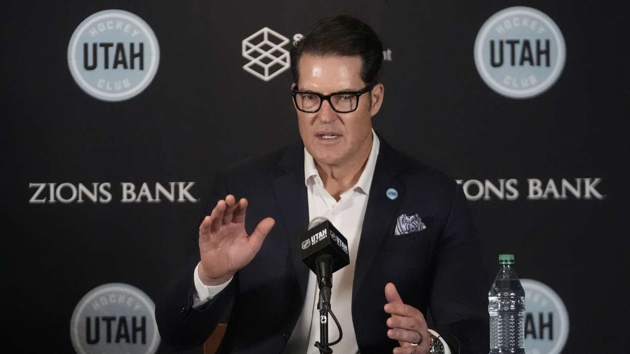 Utah Hockey Club general manager Bill Armstrong speaks during media day, Sept. 18, 2024, in Salt Lake City.