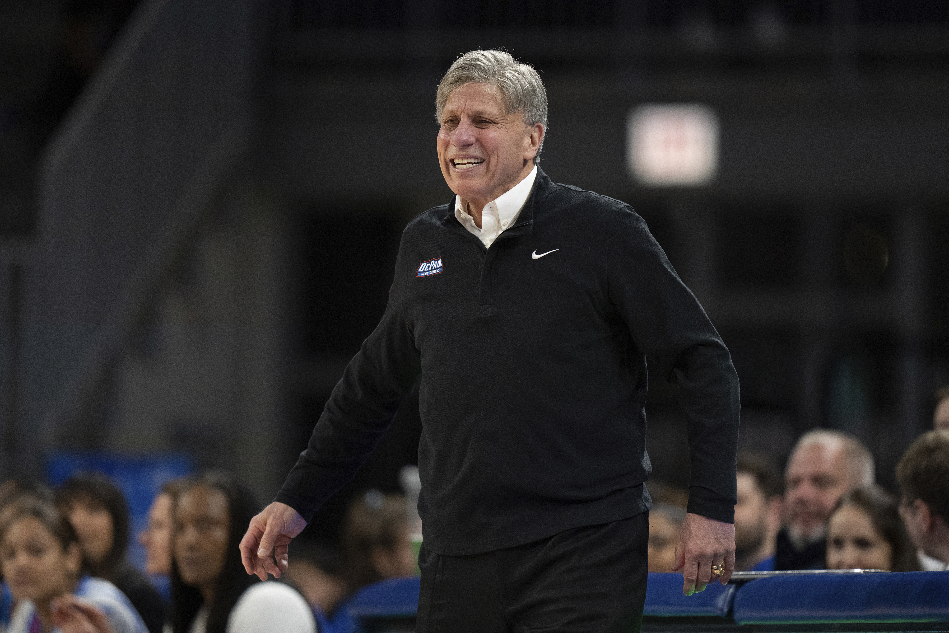 FILE - DePaul women's basketball head coach Doug Bruno looks on prior to securing his 800th career win during an NCAA basketball game, Nov. 20, 2022, in Chicago.