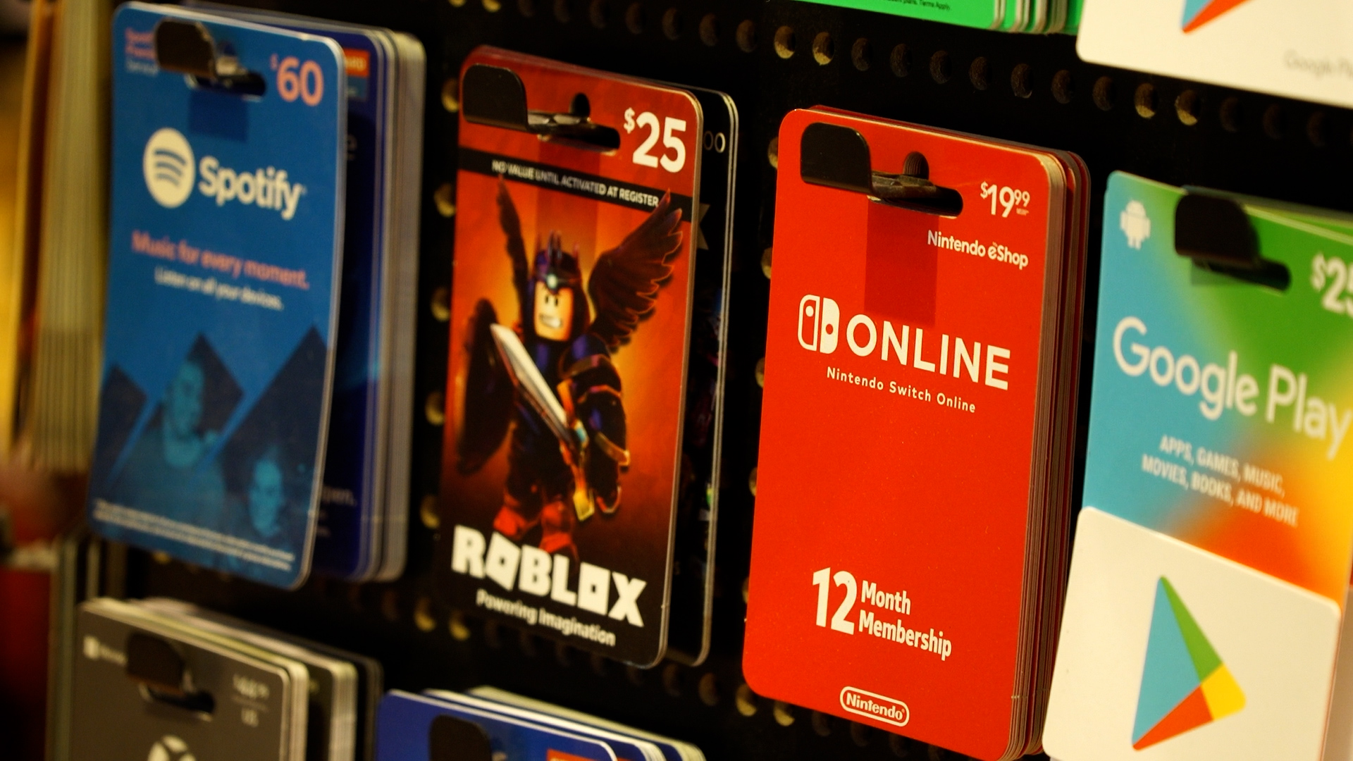 Gift card displays are a common feature in many stores.