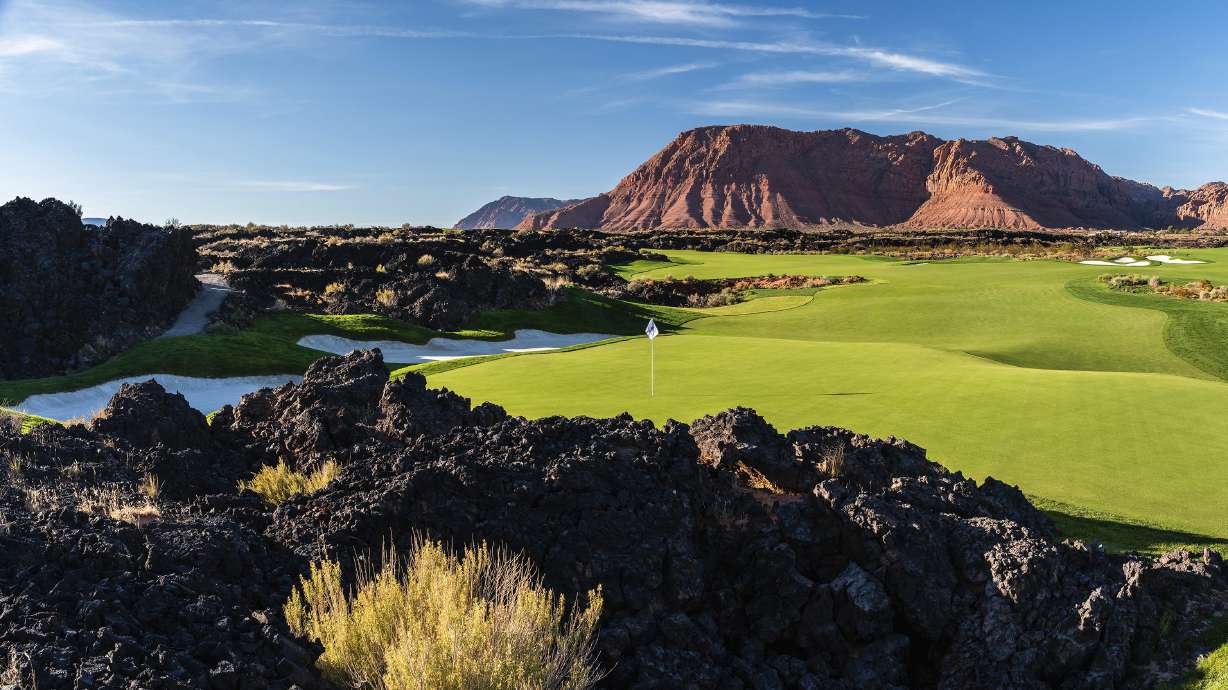 The Black Desert Resort that was built from an ancient black lava field near Zion National Park and is hosting a PGA Tour event in Utah for the first time since 1963 is shown in Ivins, Utah.