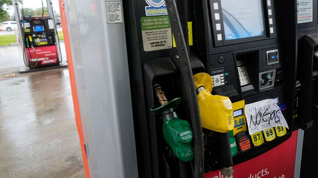 Pumps are closed at a gas station in Fort Myers Beach, Fla., on Monday. About 24% of gas stations in Florida are without gas ahead of Hurricane Milton's arrival in the state.