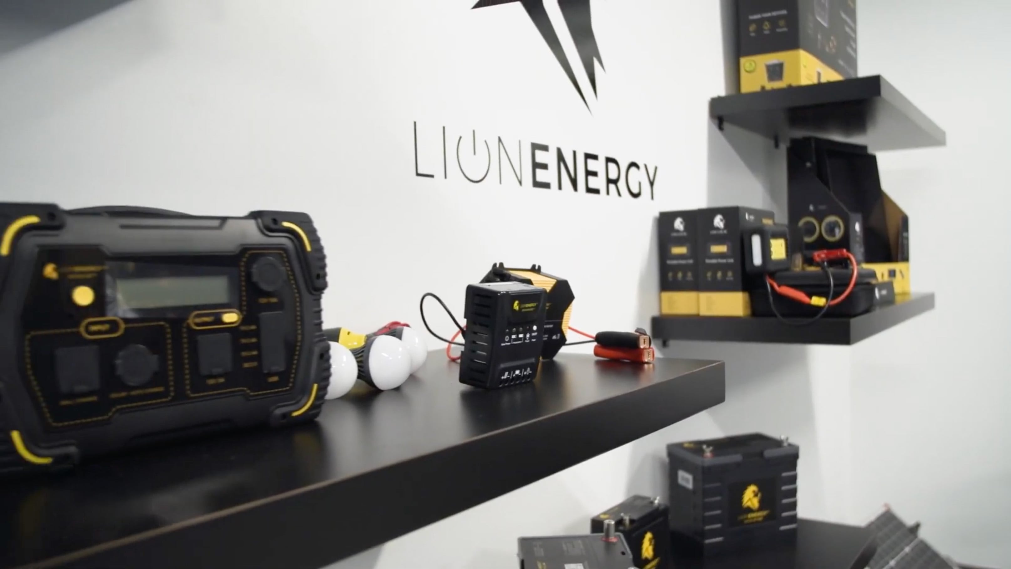 Products of Lion Energy are displayed in this handout photo.