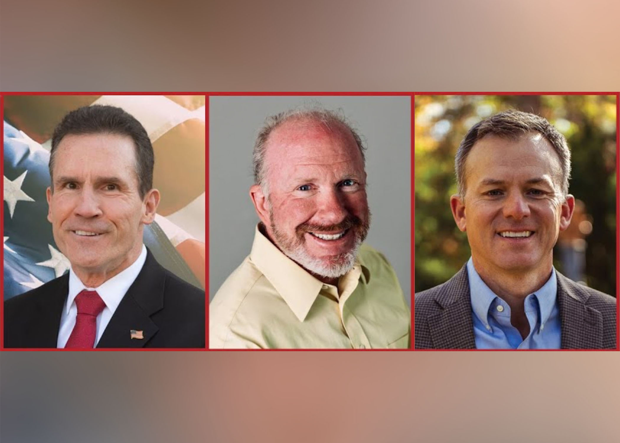 Democrat Bill Campbell, left, Libertarian Daniel Cottam, center, and Republican Blake Moore are set to debate Tuesday in the 1st District congressional race. 