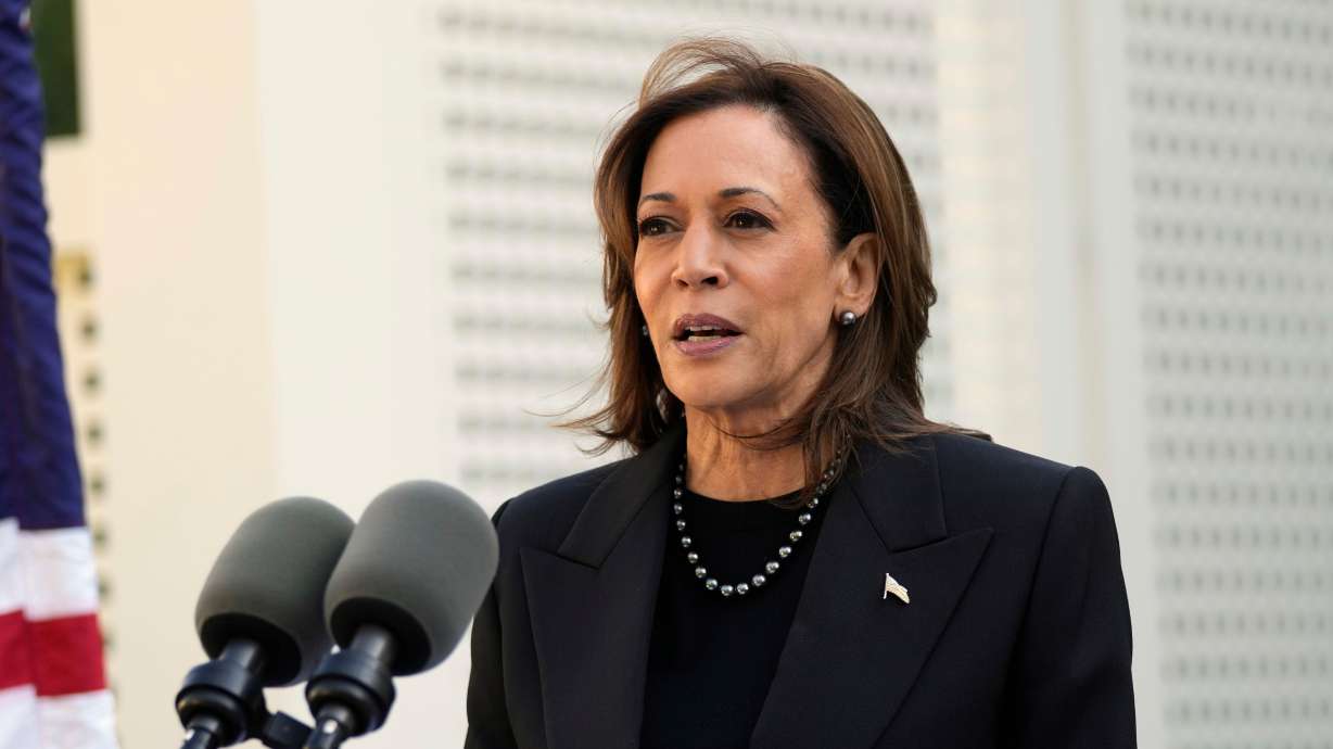 Democratic presidential nominee Vice President Kamala Harris on the grounds of the vice president's residence in Washington on Monday. Harris wants to see Medicare expand to help with the cost of home health care aids for older adults.