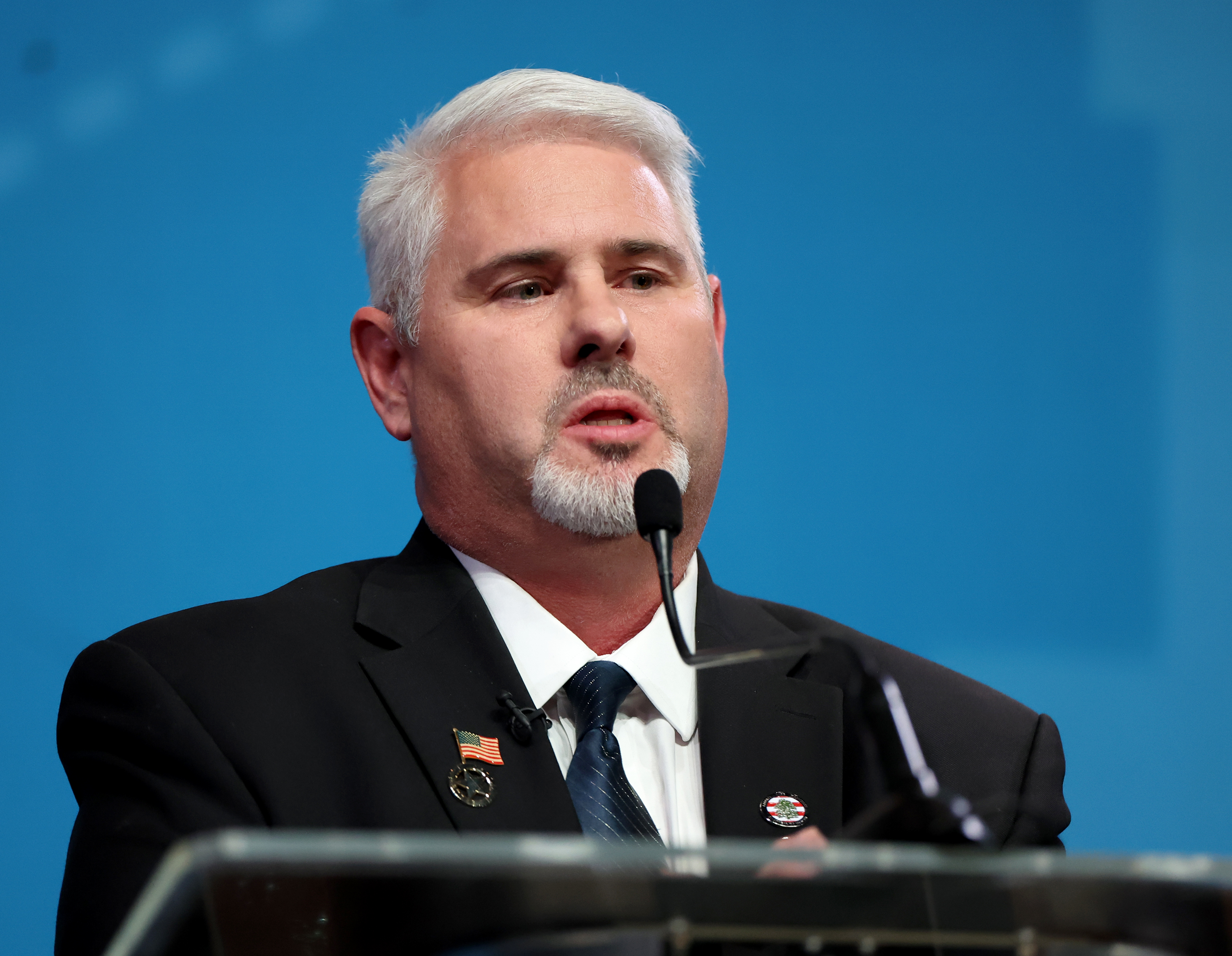 Carlton Bowen speaks at the 2024 U.S. Senate debate on Thursday.