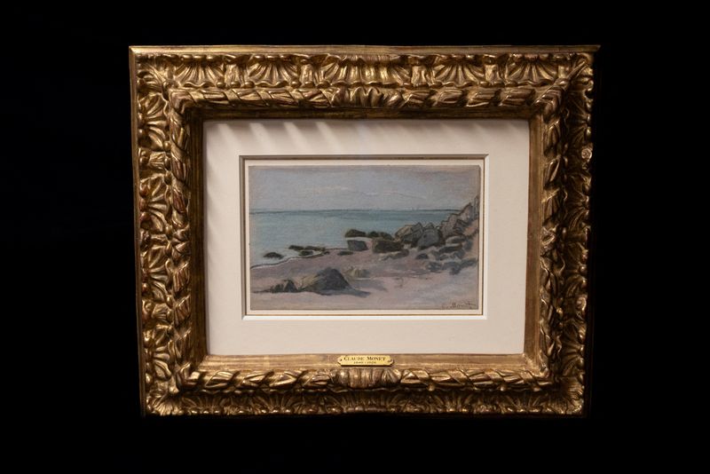 Claude Monet's pastel on paper, "Bord de Mer," dated about 1865 and which was stolen from the Parlagi family in 1940 by Nazi occupiers in France, is seen after its recovery by the FBI's Art Crime Team. 