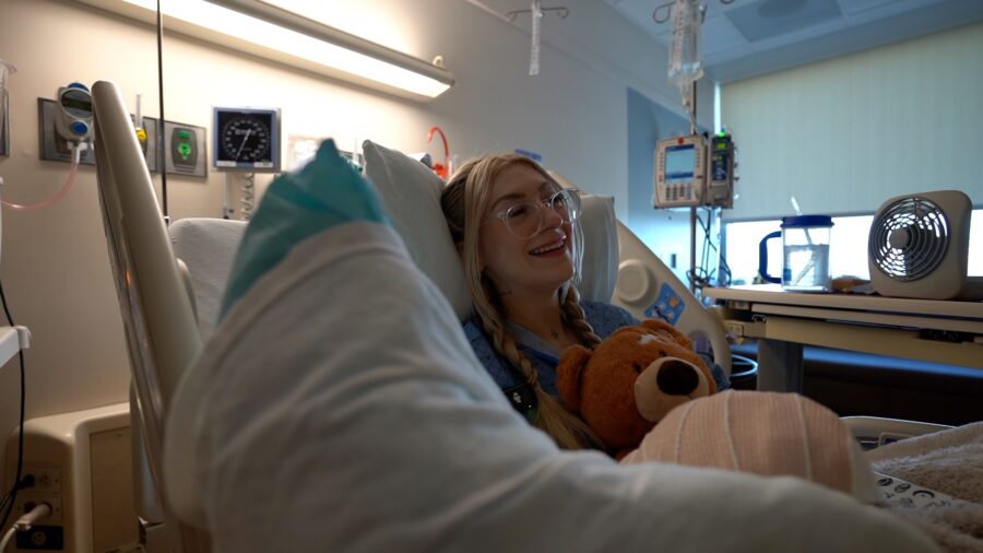 Kayla Watson talks to KSL post-surgery after being hit by a Cybertruck while riding a motorcycle in Midvale last Saturday. She says she is traumatized by the incident.