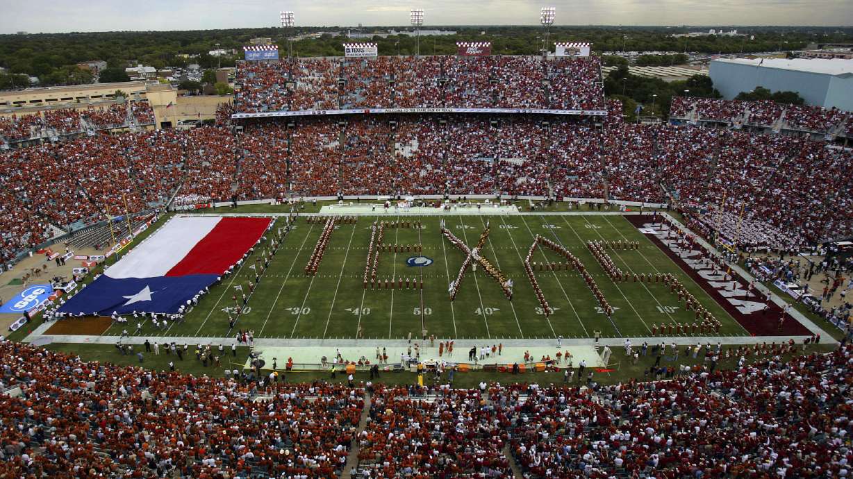 FILE - The Cotton Bowl is shown on the 100th match-up of Texas and Oklahoma in an NCAA college football game in Dallas, Saturday, Oct. 10 , 2005.