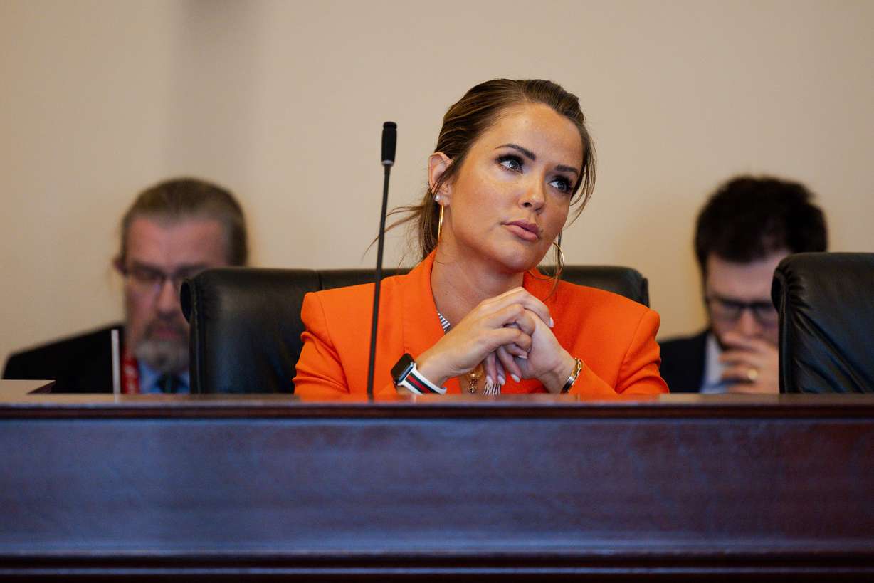 Rep. Kera Birkeland, R-Morgan, listens to public comment during a hearing committee on HB0257 at the Capitol in Salt Lake City on Jan. 17.