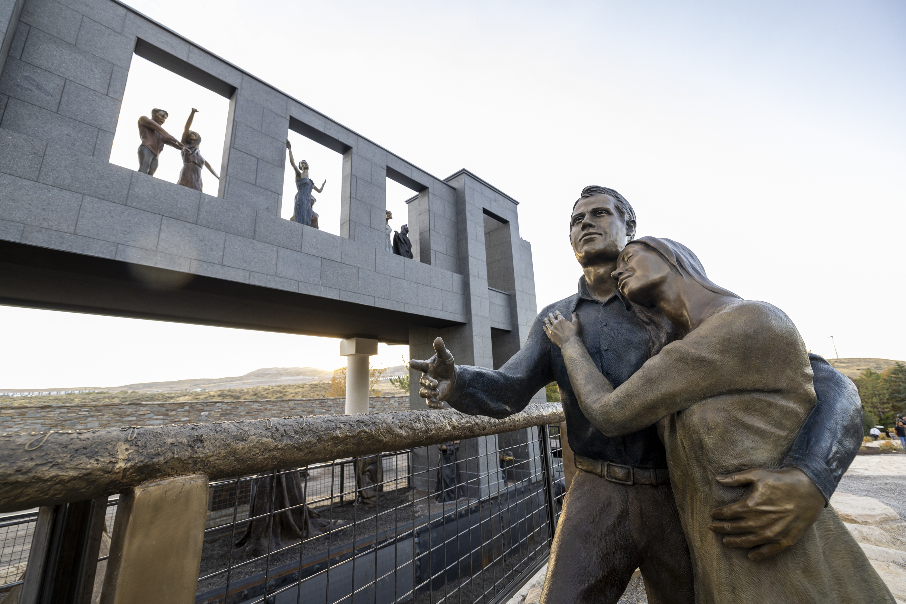 Bronze statues depict a scene from Lehi’s vision in the Book of Mormon at the Tree of Life sculpture garden at the Ashton Gardens at Thanksgiving Point in Lehi on Wednesday.