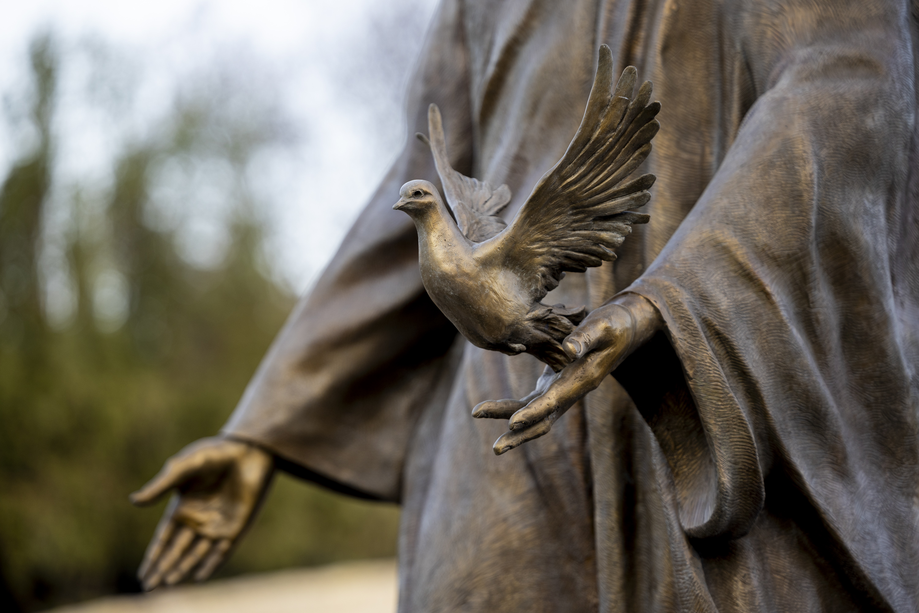 A bronze statue stands at the Tree of Life sculpture garden at the Ashton Gardens at Thanksgiving Point in Lehi on Wednesday.