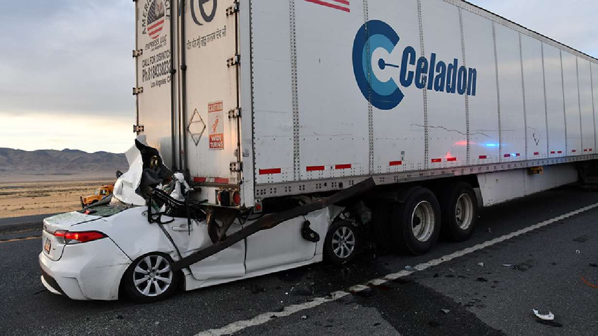 A Utah driver died after crashing into the back of a semitruck while traveling on I-80 in Nevada on Wednesday afternoon, police say.