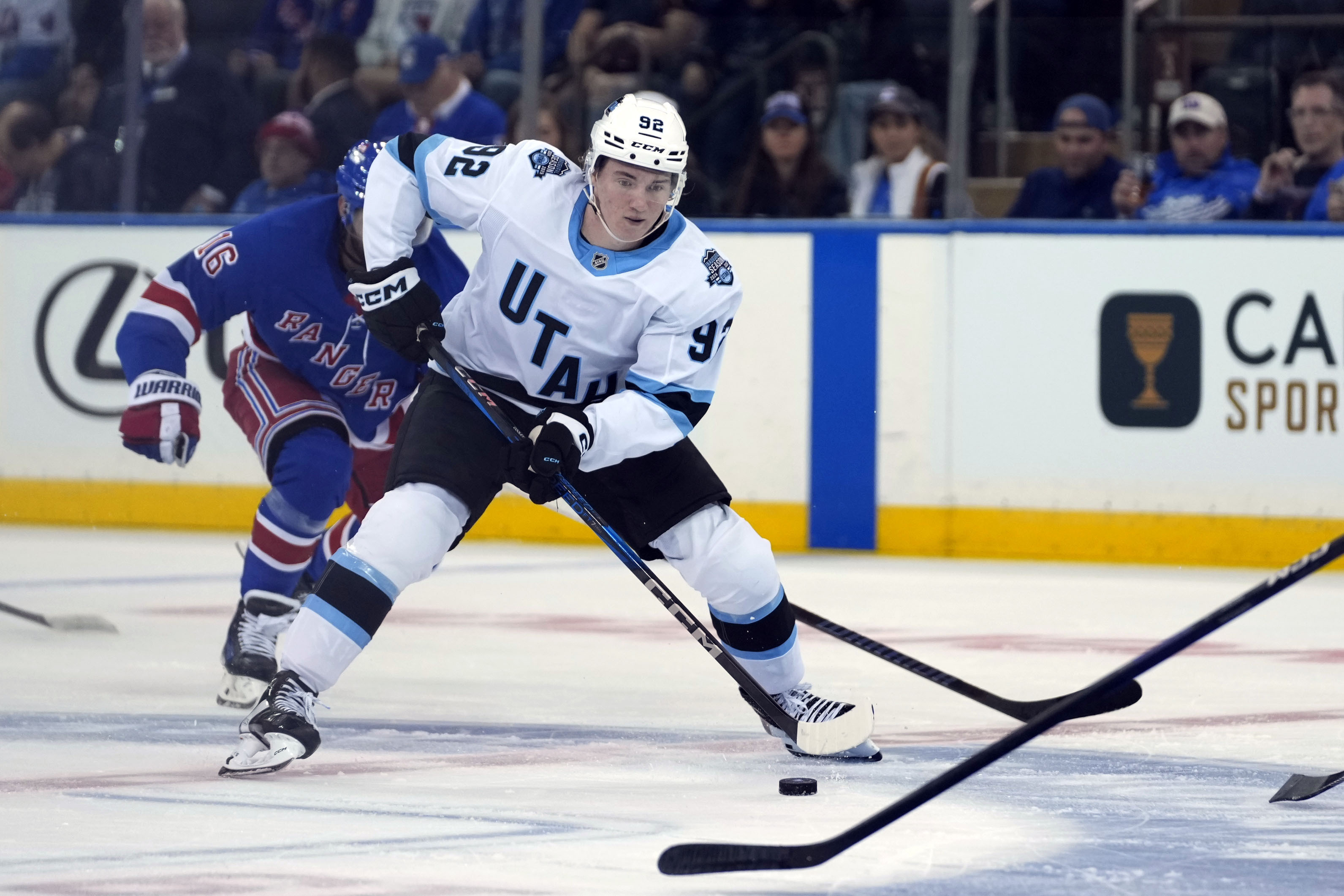 Clayton Keller scores the game-winner in OT, giving the Utah Hockey Club a 6-5 victory over the Rangers