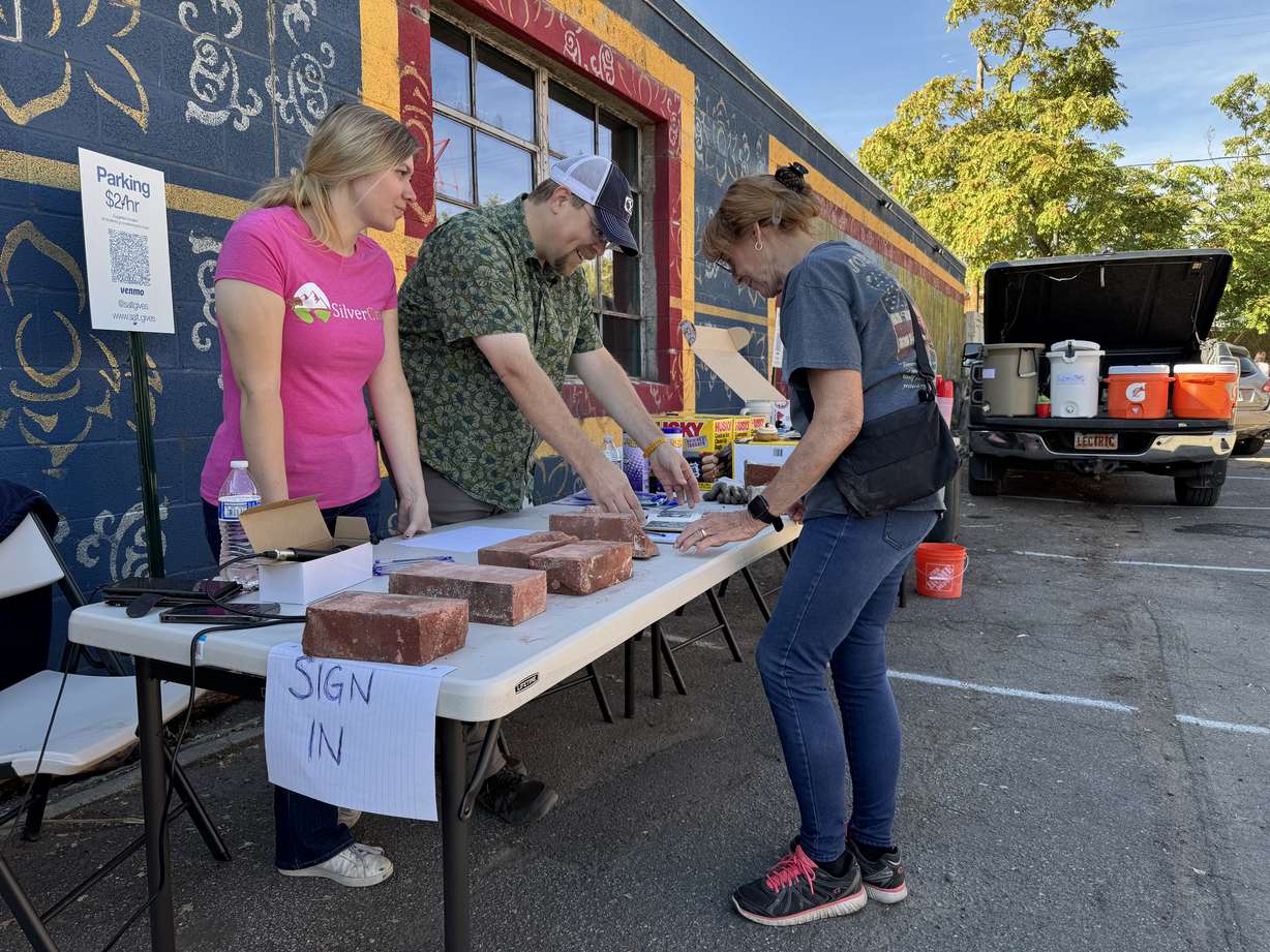 Volunteers gathered Saturday to help sort bricks as the new owner started positioning the Fifth Ward Meetinghouse toward its next phase in Salt Lake City.