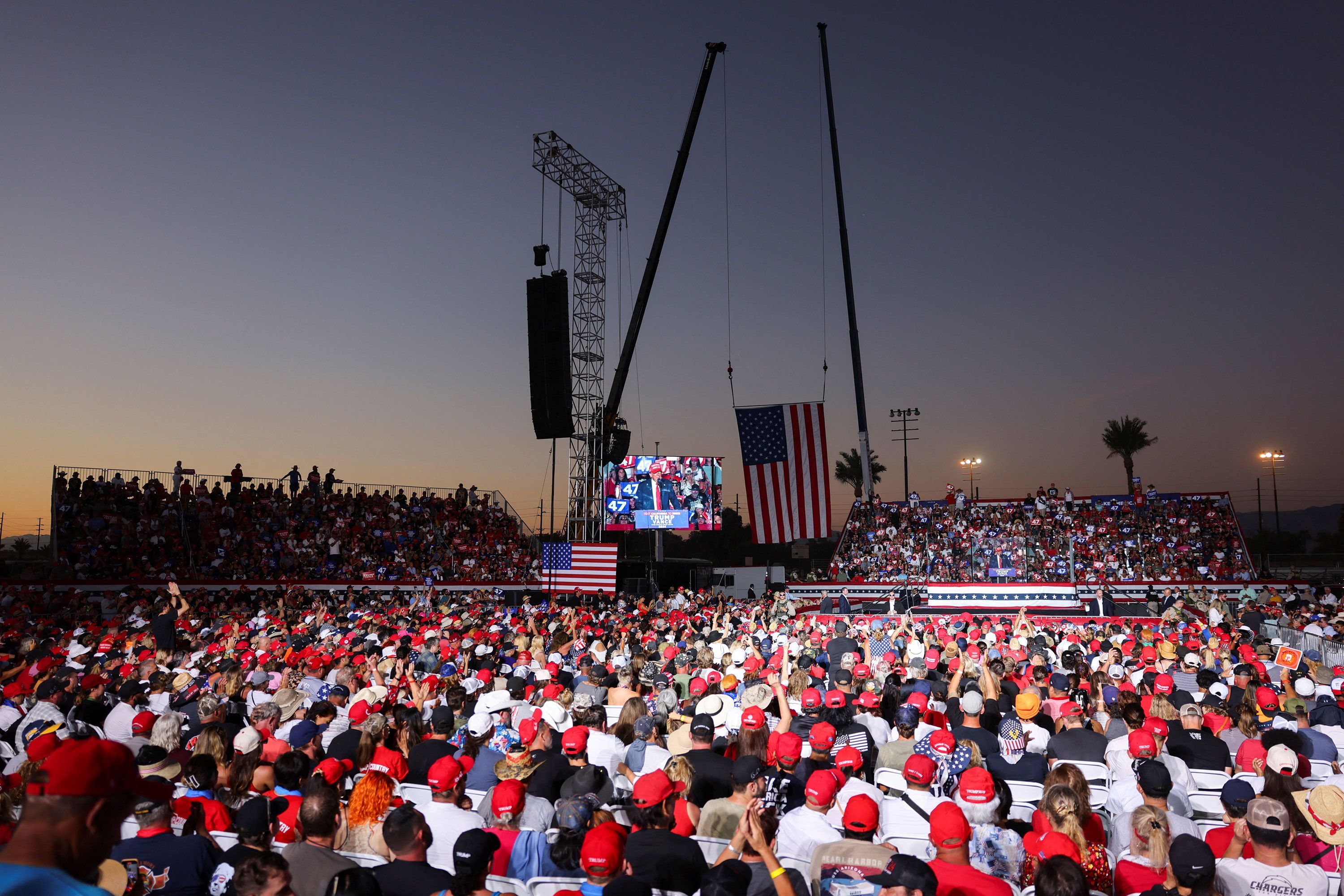 Federal officials say Trump was not in danger after man arrested with illegal weapons near campaign rally in California