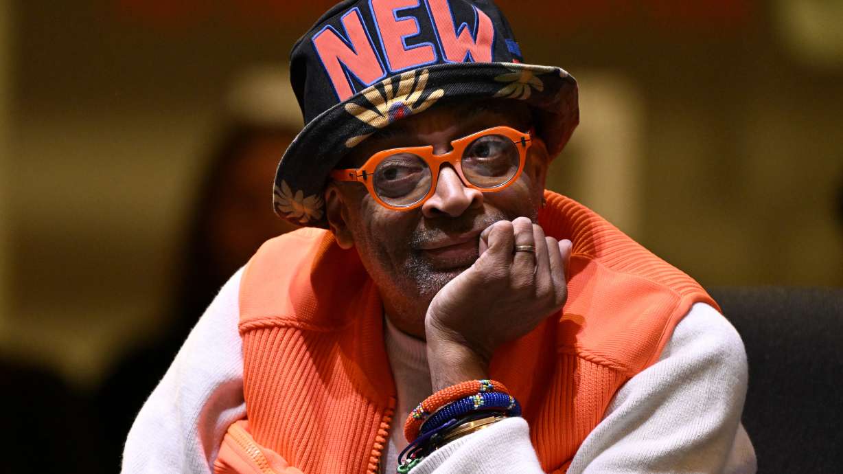 Film director Spike Lee is honored at a superfan ceremony at the Basketball Hall of Fame, Sunday, Oct. 13, 2024, in Springfield, Mass. Lee, actor Jack Nicholson, comedian Billy Crystal and businessman Alan Horwitz are being added to the Naismith Memorial Basketball Hall of Fame's James F. Goldstein SuperFan Gallery.