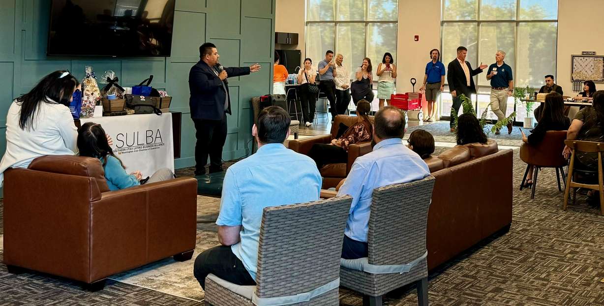 Desai Madrigal speaks at an Oct. 1 networking event held in St. George by the Southern Utah Latino Business Alliance. Madrigal helps lead the new group.