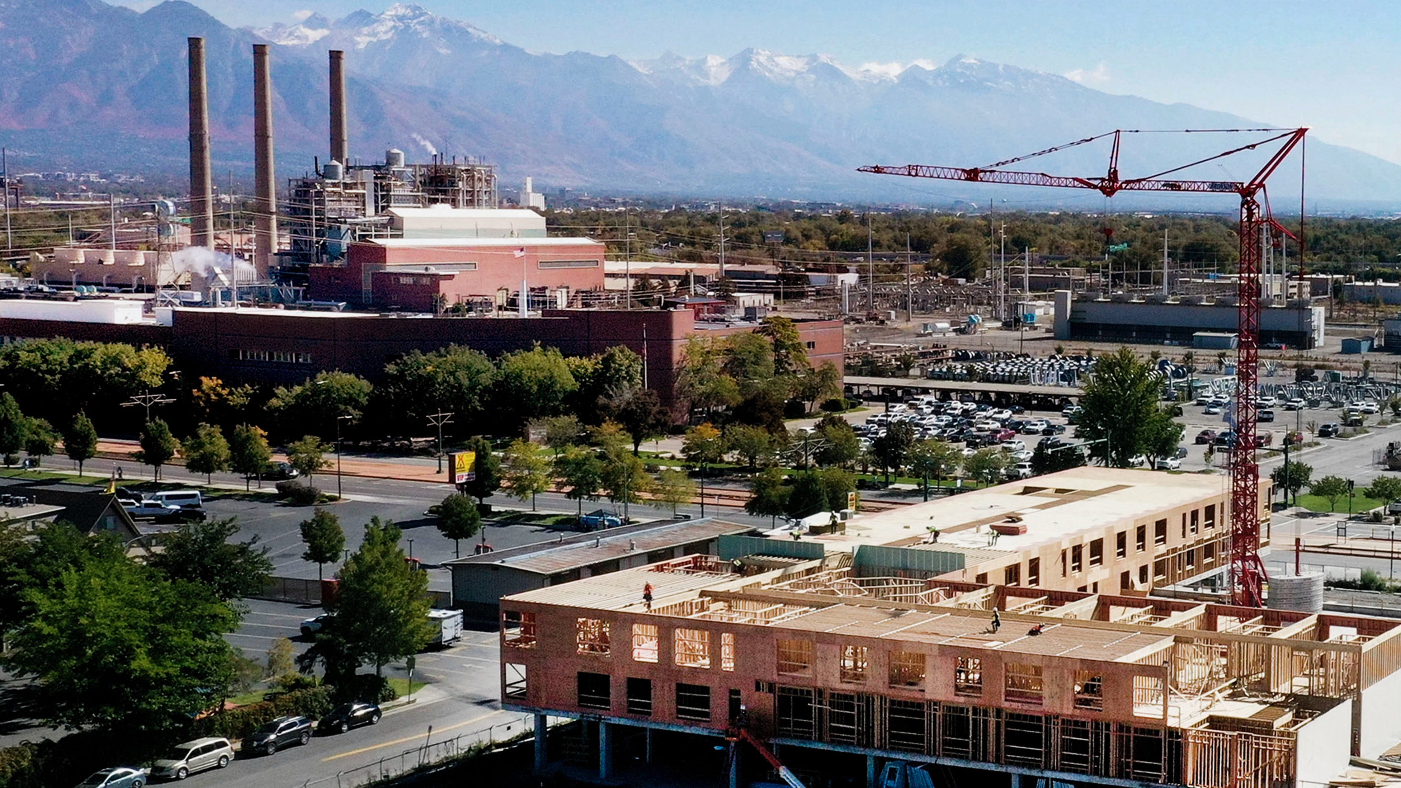 Officials announced a new grant program to aid Salt Lake City's west side on Oct. 10. In this Oct. 5, 2023, photo, an apartment building takes shape in the Power District sector.