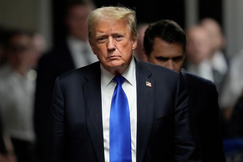 Former President Donald Trump speaks after being found guilty on 34 felony counts of falsifying business records in the first degree at Manhattan Criminal Court, May 30. Trump's lawyers pushed on Monday to transfer the case to federal court.