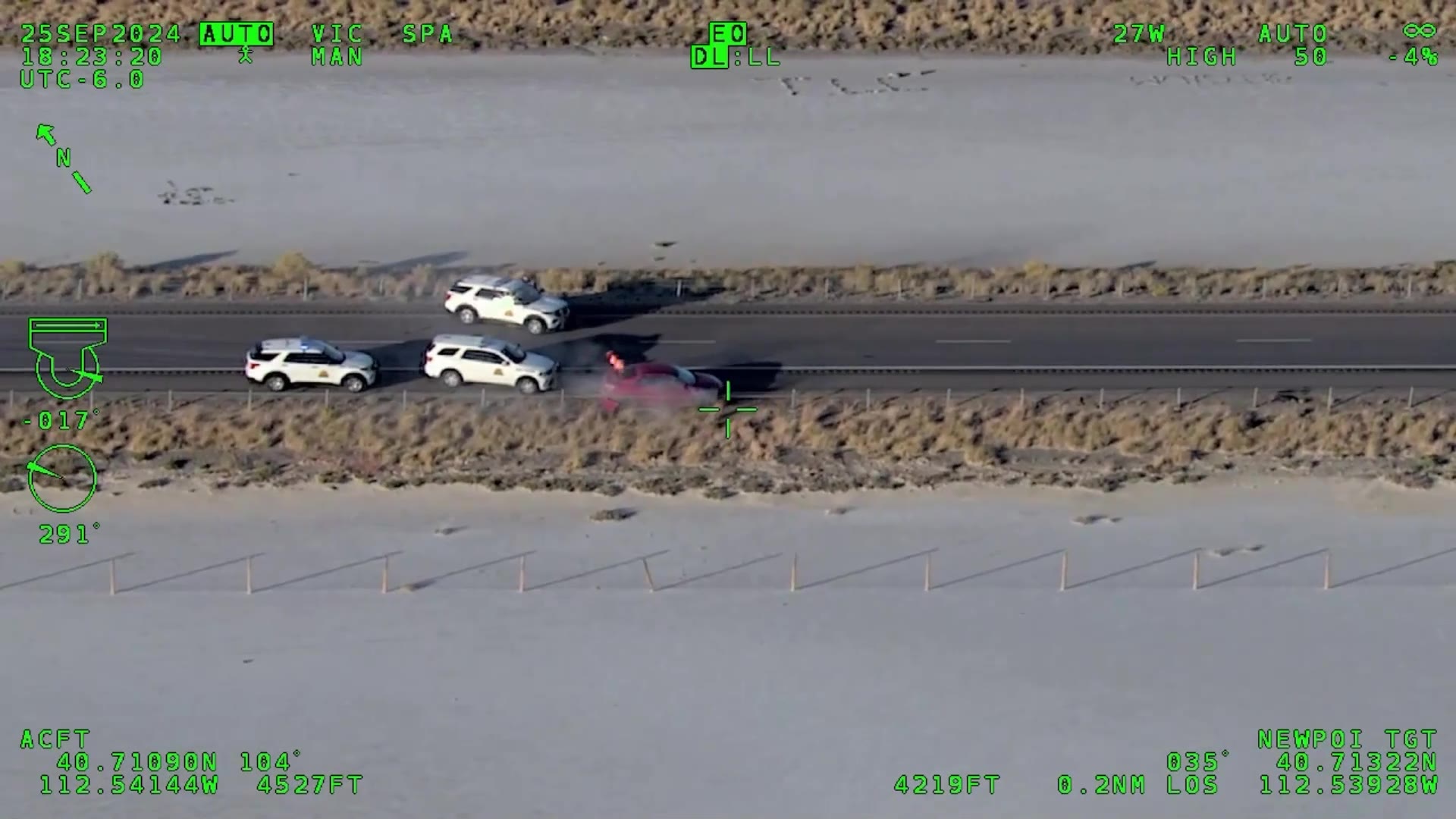 Utah police helicopter captures fiery end to lengthy Tooele County pursuit