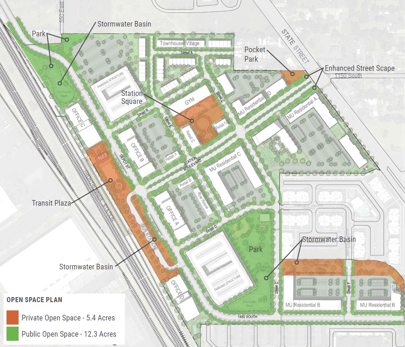 Plans showing the vision for development around Clearfield Station, the FrontRunner stop in Clearfield.