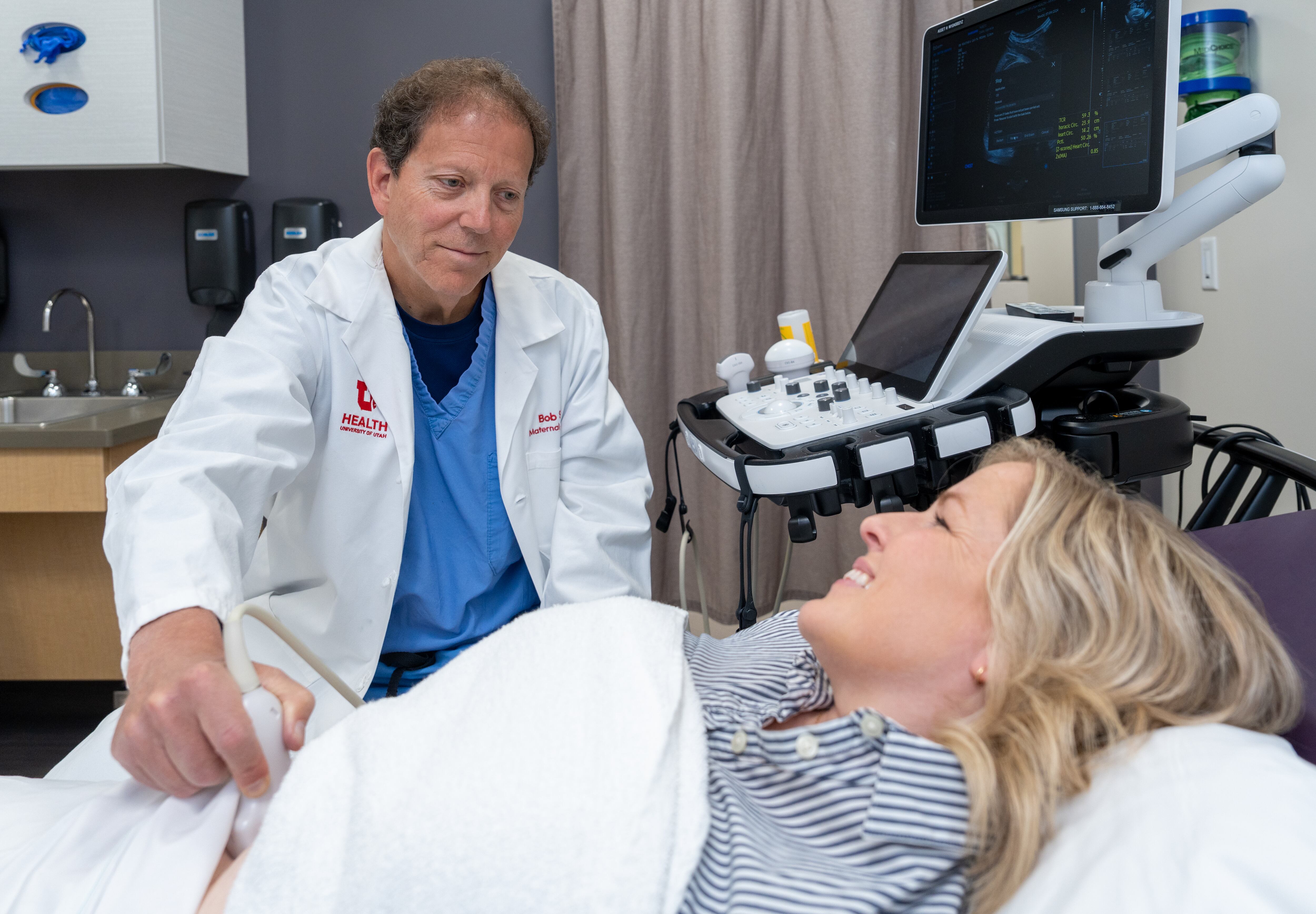 Dr. Bob Silver examines a patient in the Utah Pregnancy After Loss Program at University of Utah Hospital.