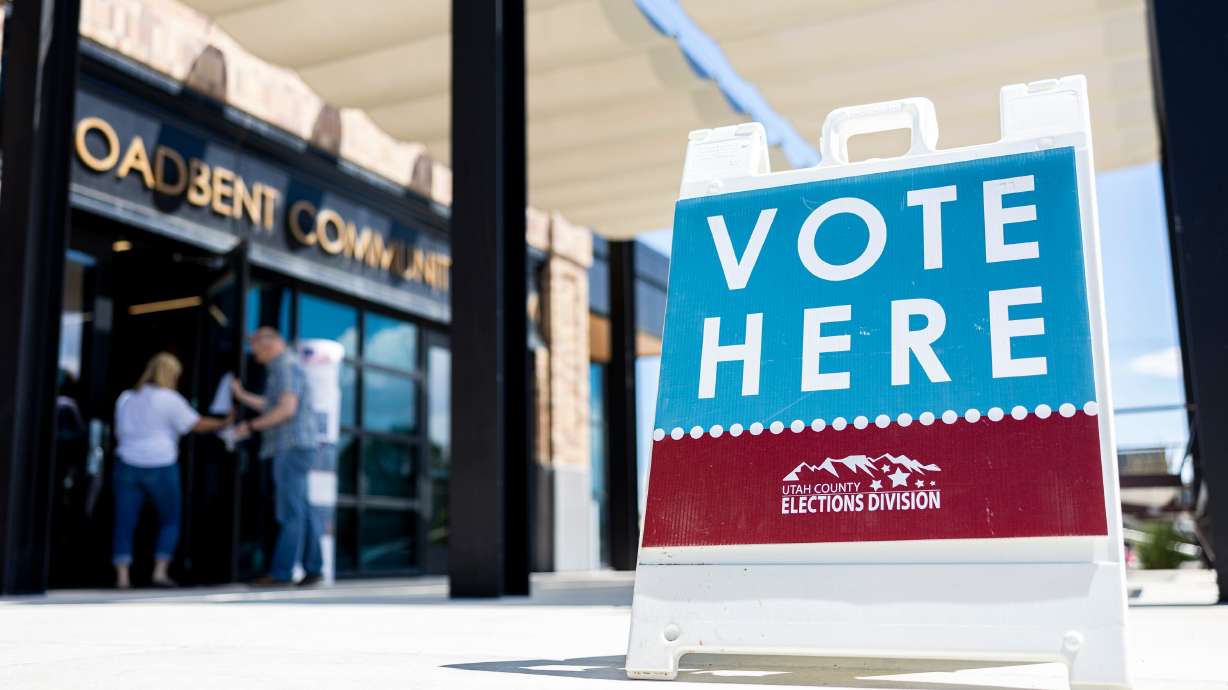 Voters make their way inside the Lehi Public Safety Building during primary election voting in Lehi on June 25. Votes will still count for two of the four proposed amendments to the Utah Constitution that are on the general election ballot.