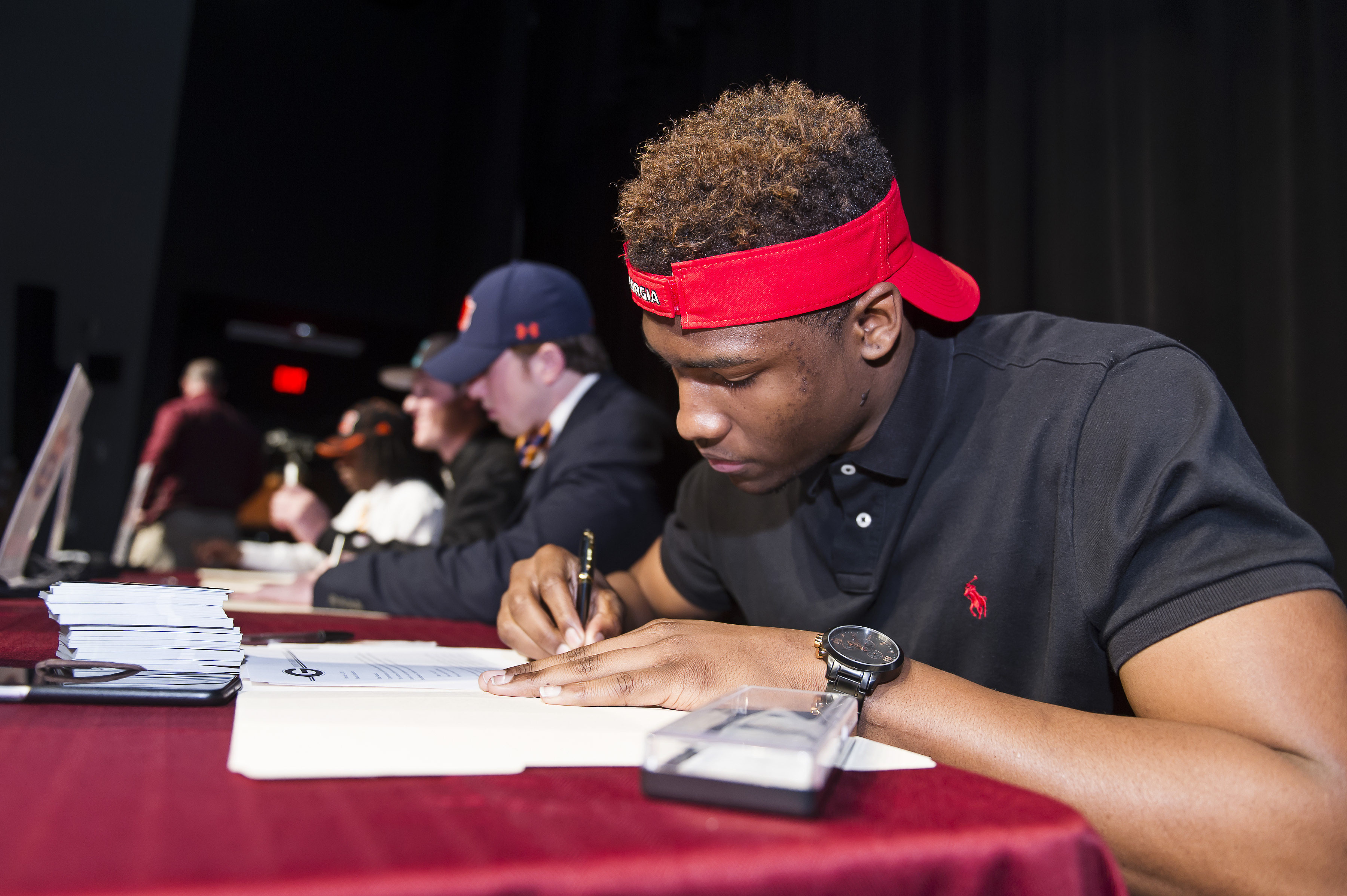 FILE - Lakeside High School's Rashad Roundtree signs a letter of intent on national signing day, Wednesday, Feb. 4, 2015, at Lakeside High School in Evans, Ga.