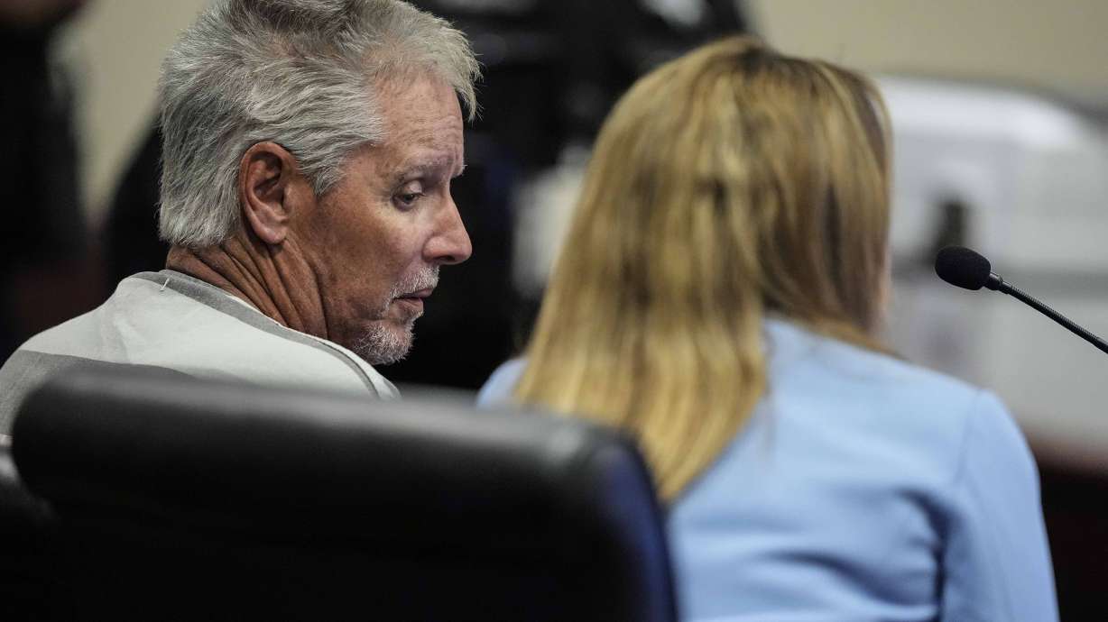 Colin Gray, 54, the father of alleged Apalachee High School shooter Colt Gray, 14, sits in the Barrow County courthouse for his first appearance, Sept. 6 in Winder, Ga. A grand jury has indicted the two after the mass shooting at Apalachee High School in Winder on Sept. 4.