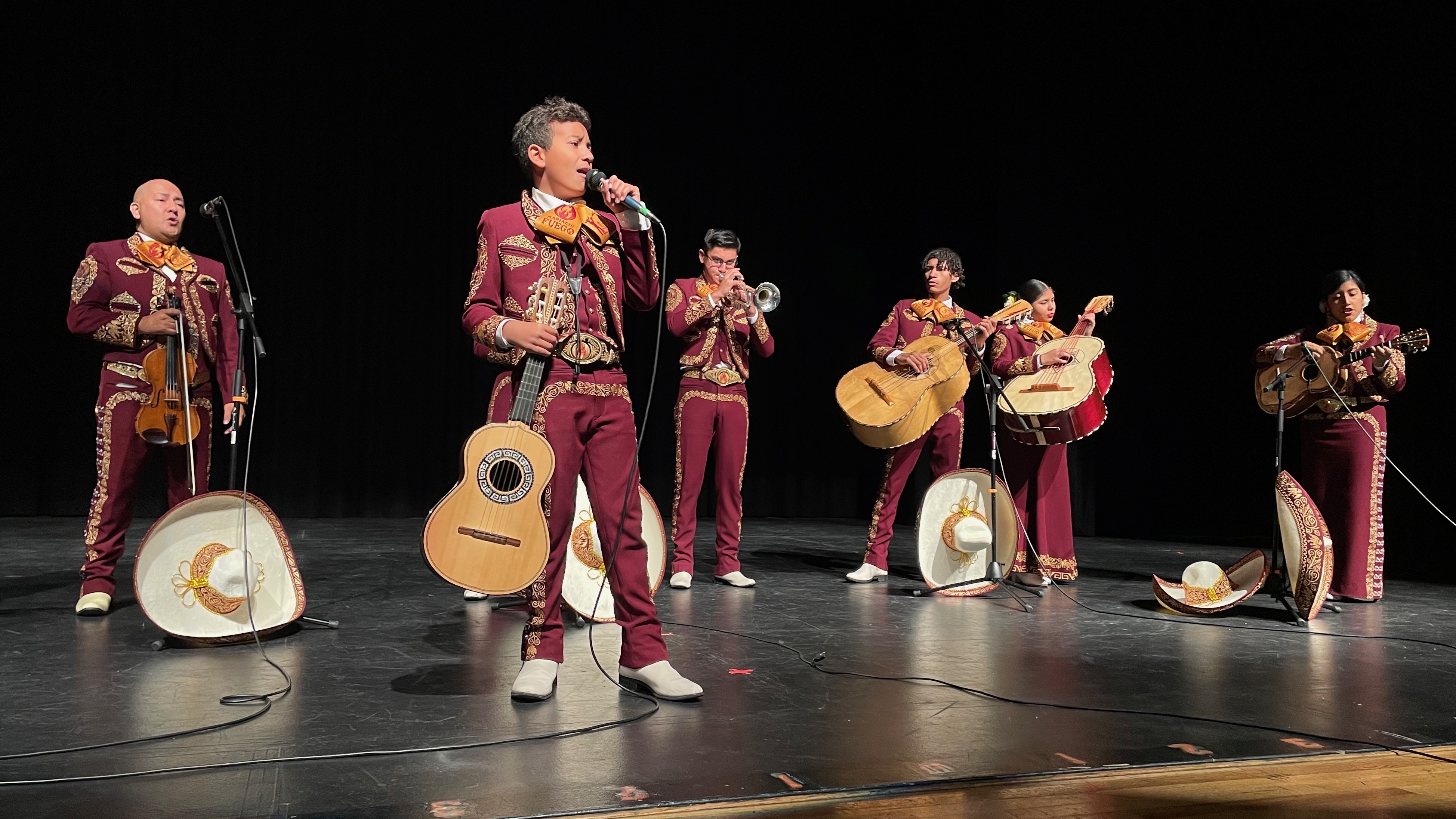 Mariachi Fuego de Utah, a youth ensemble, performs at Jefferson Junior High School in Kearns on Wednesday.