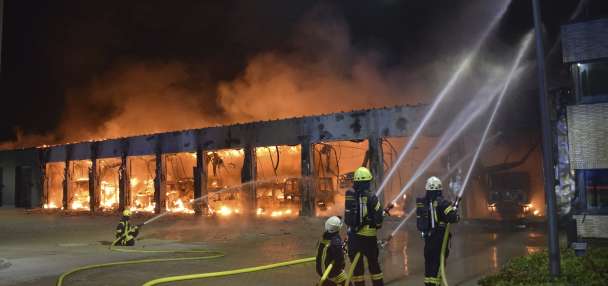 Blaze burns down a brand-new fire station in Germany that lacked fire alarms