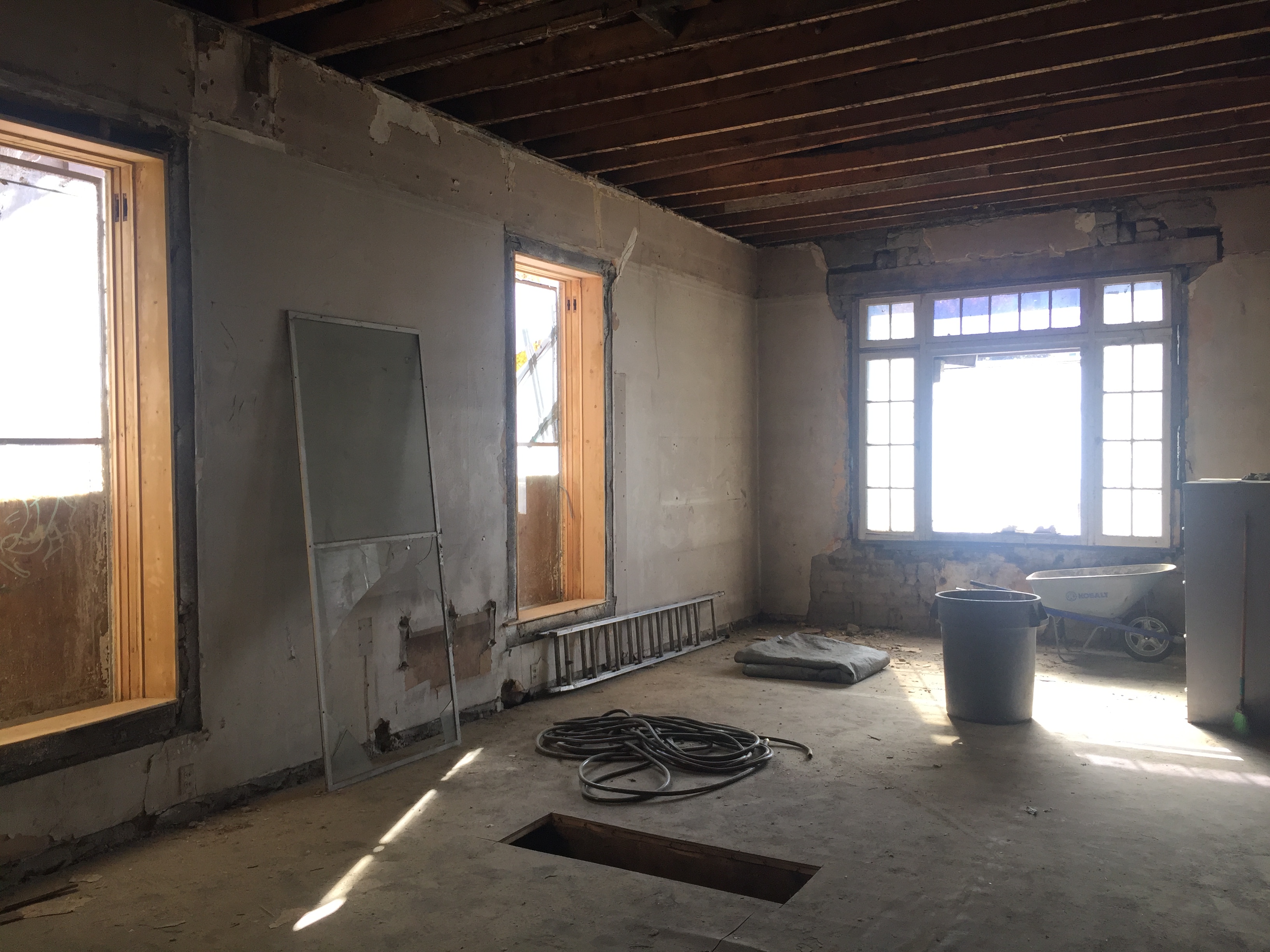 The interior of the historic Midgley House in Salt Lake City before it underwent massive preservation work beginning in 2018.