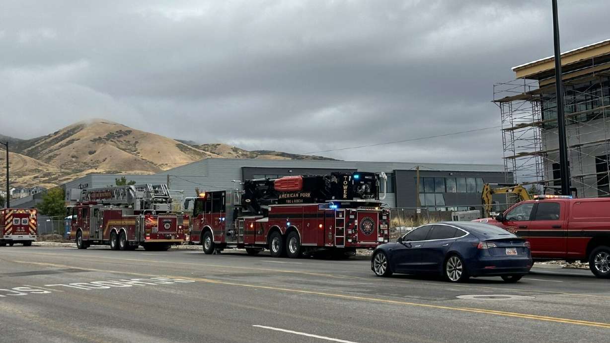 Firefighters respond to a construction accident in Lehi Thursday morning. Lehi authorities say a man was likely killed in the accident sometime on Wednesday.