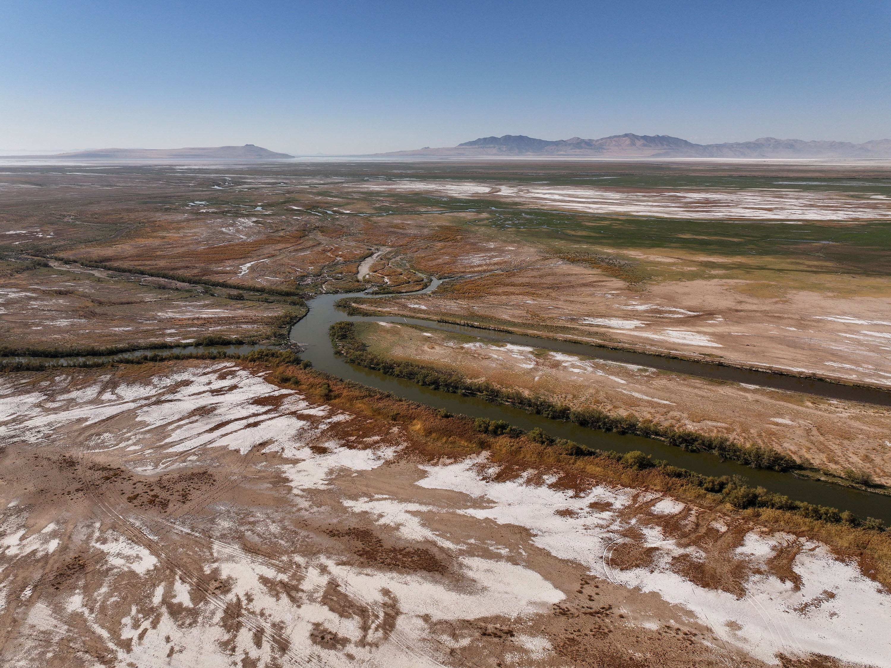 The south fork of the Weber River just east of the Great Salt Lake near Hooper on Monday.