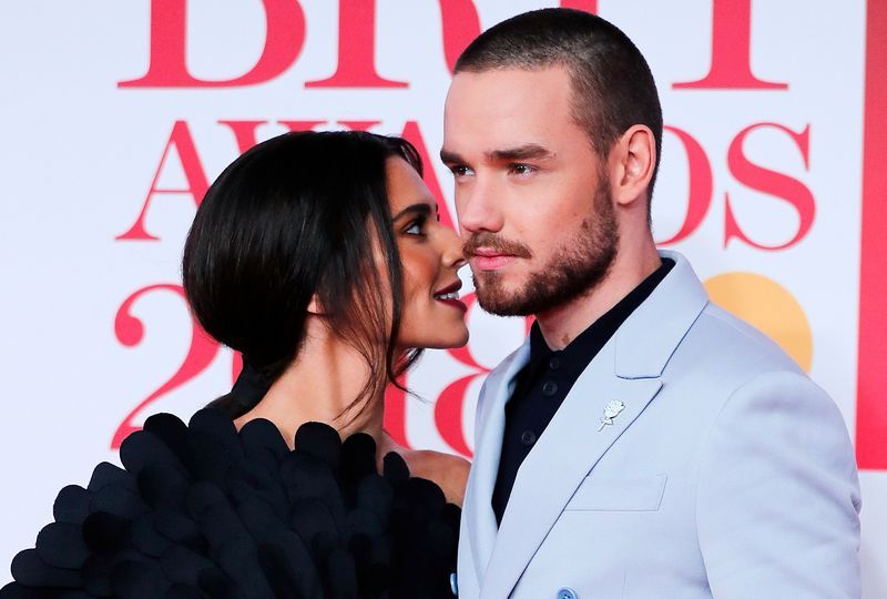 Cheryl Tweedy and Liam Payne arrive at the Brit Awards at the O2 Arena in London, Britain, Feb. 21, 2018.