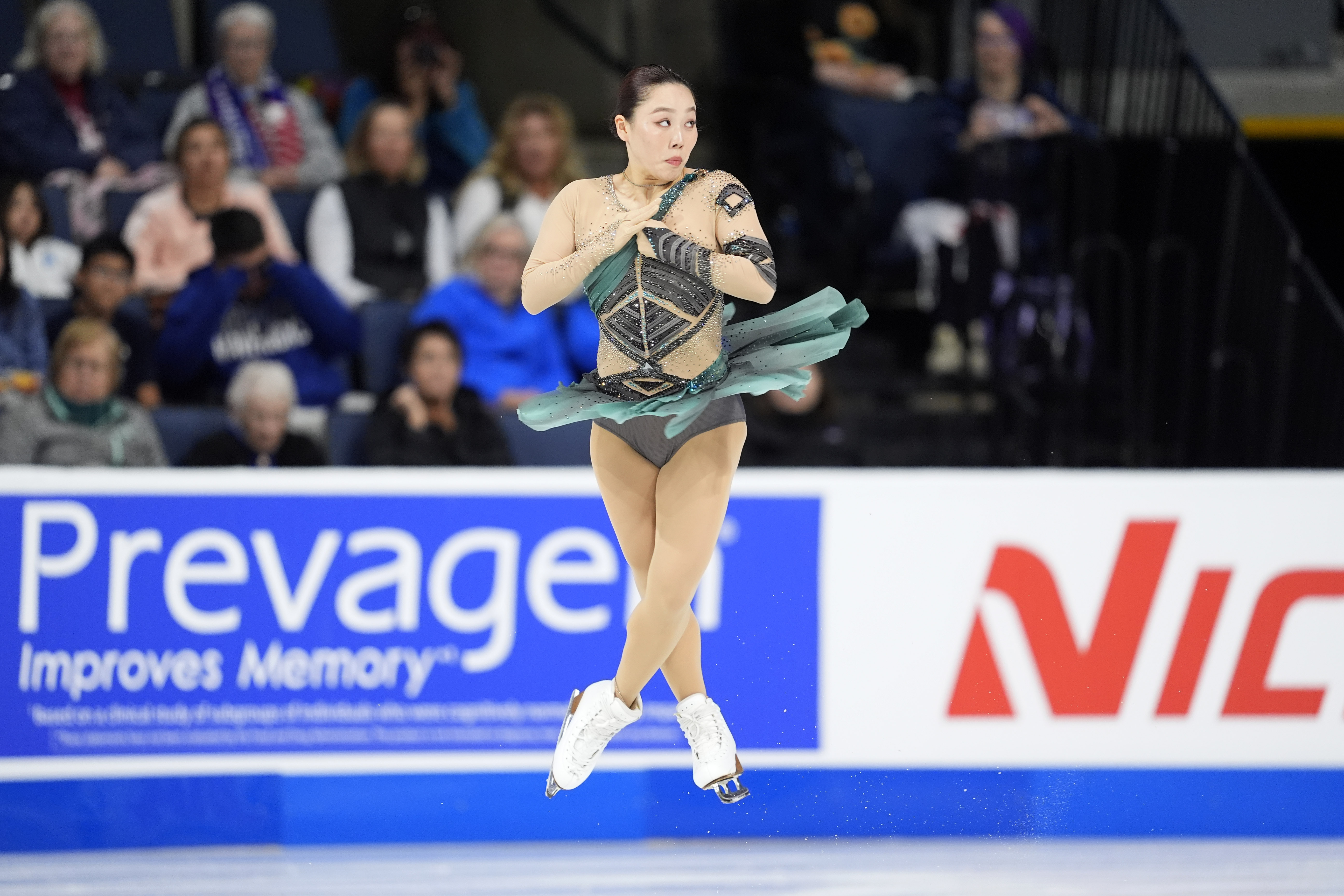 Wakaba Higuchi, of Japan, competes during the women's short program at the Skate America Figure Skating event in Allen, Texas, Friday, Oct. 18, 2024. 