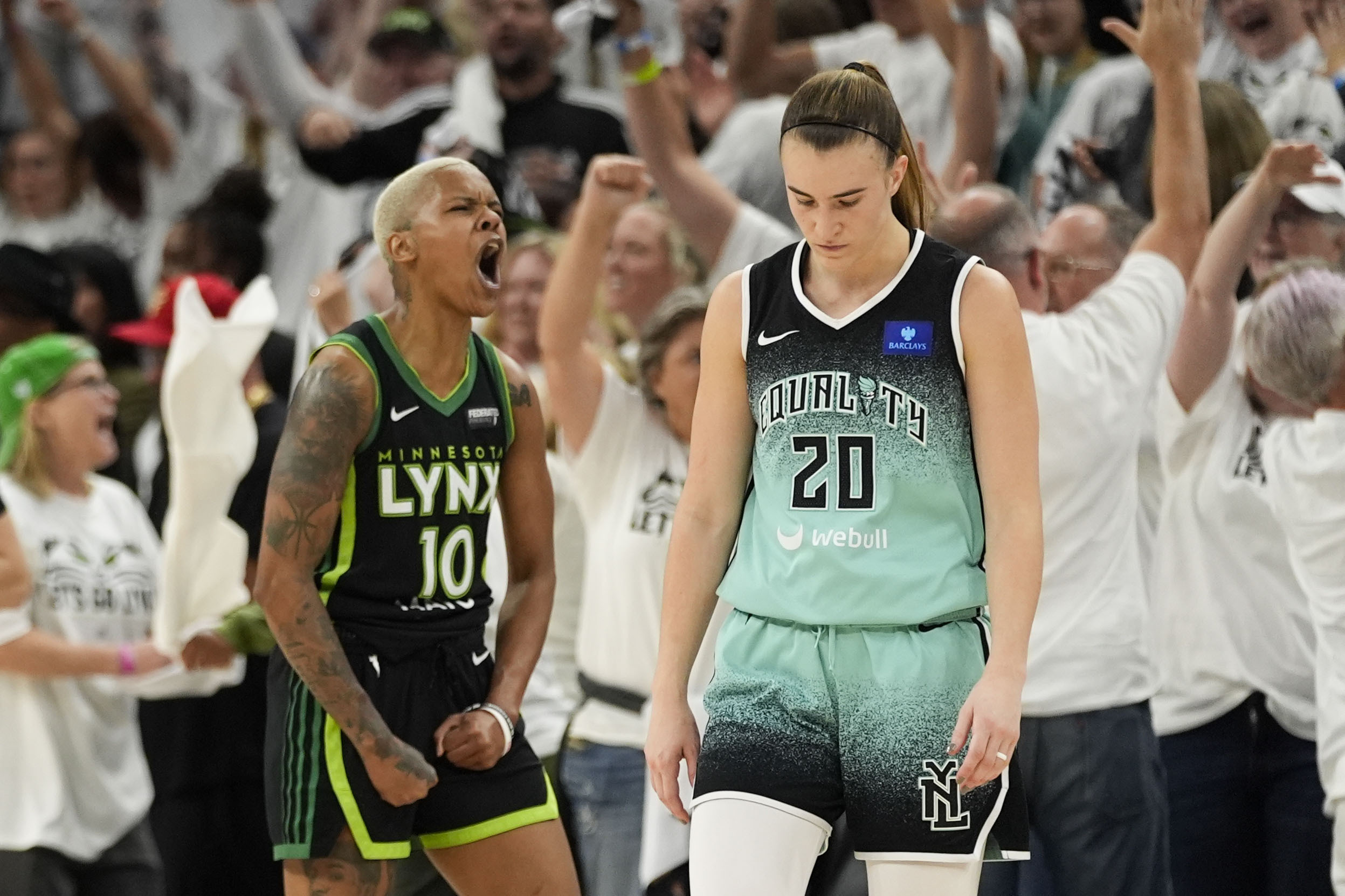 New York's stars Breanna Stewart and Sabrina Ionescu struggle in Game 4