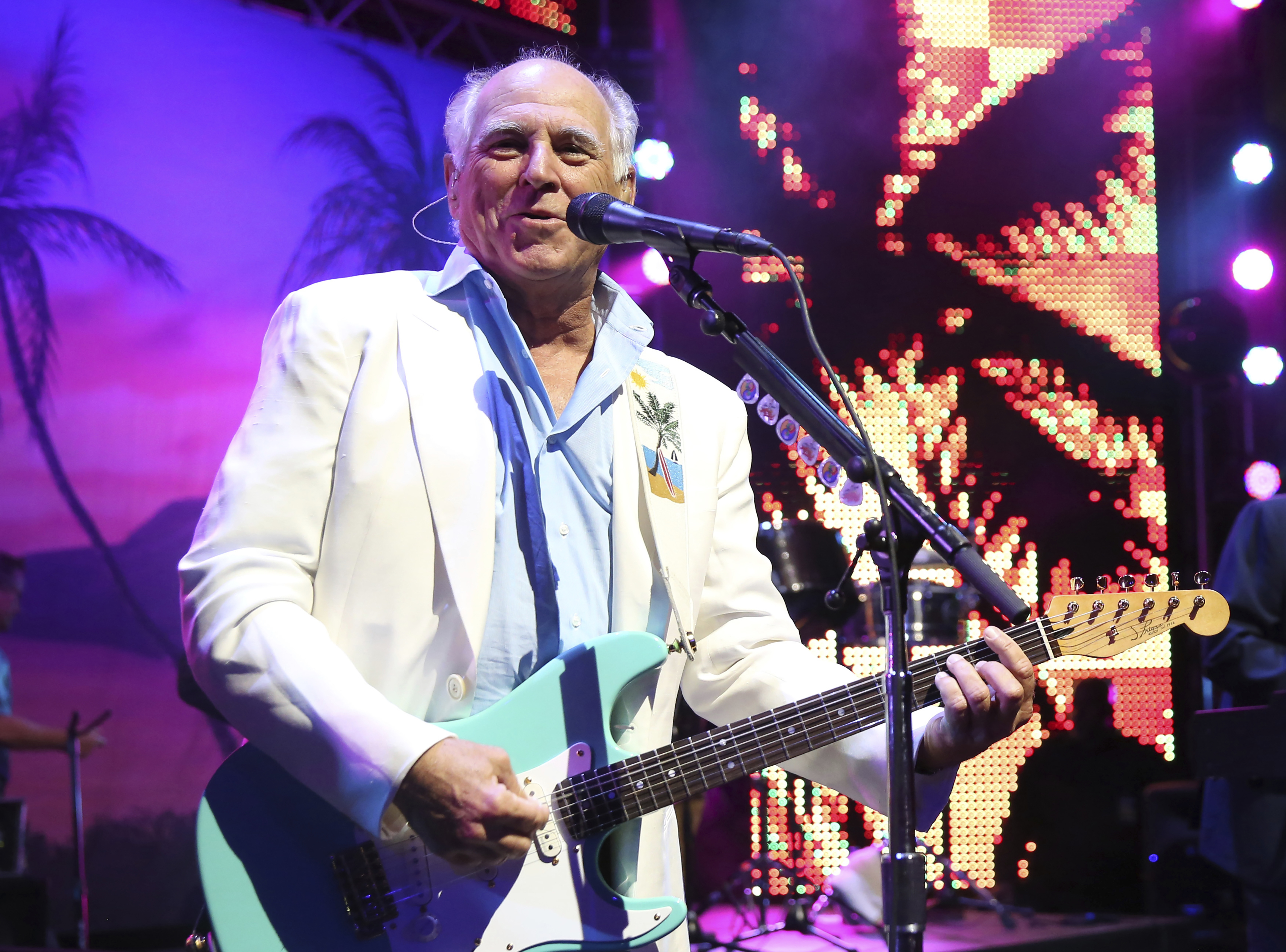 Jimmy Buffett performs at the after party for the premiere of "Jurassic World" in Los Angeles, on June 9, 2015.