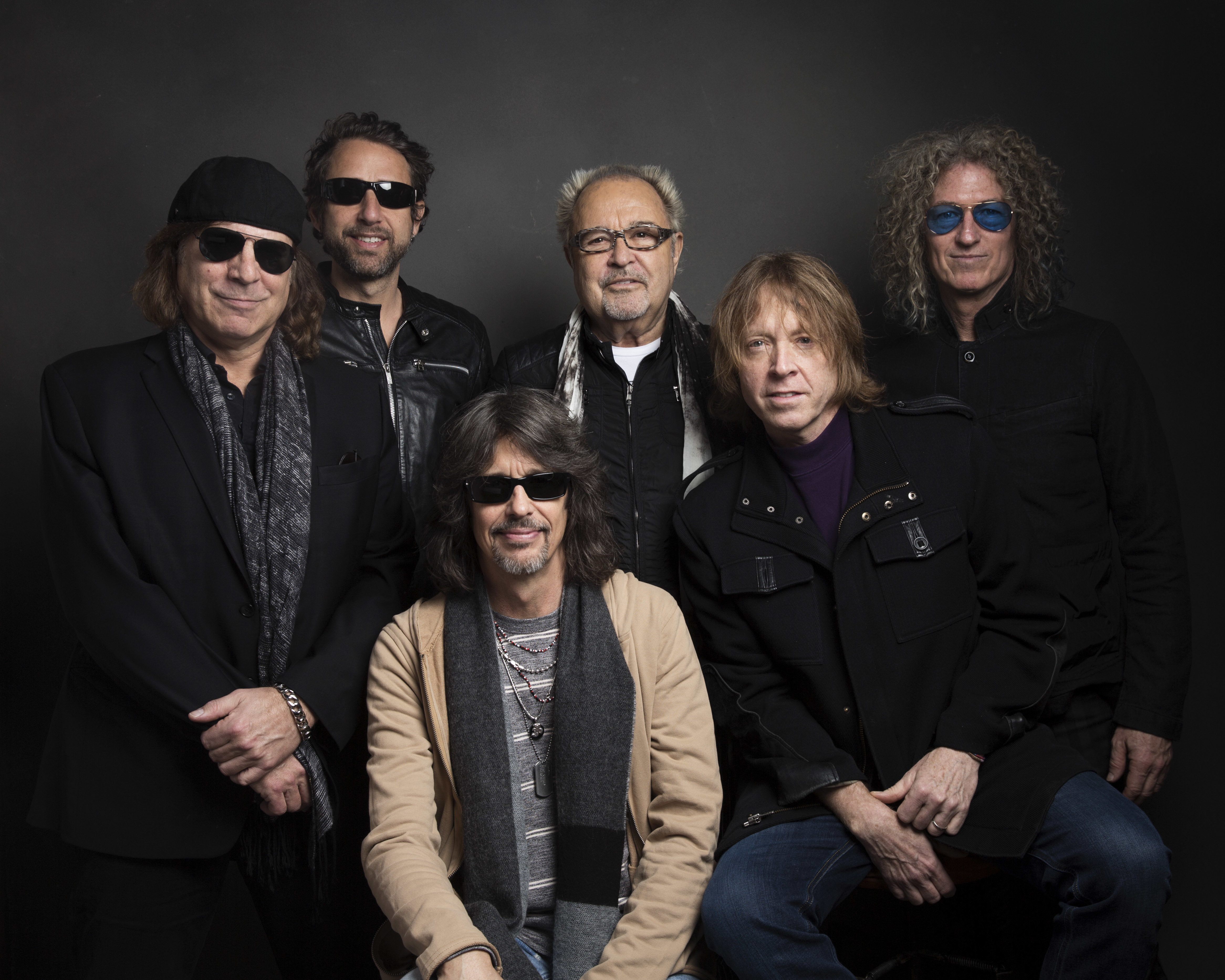 Thom Gimbel, from left, Michael Bluestein, Mick Jones, Kelly Hansen, Jeff Pilson and Bruce Watson of Foreigner pose for a portrait during the Sundance Film Festival in Park City, Utah, on Jan. 20, 2017.