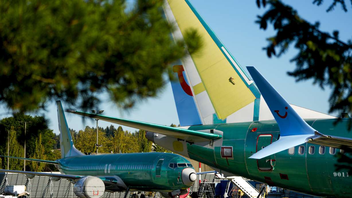 Unpainted Boeing 737 Max aircraft are seen, Sept. 24, at the company's facilities in Renton, Wash.
