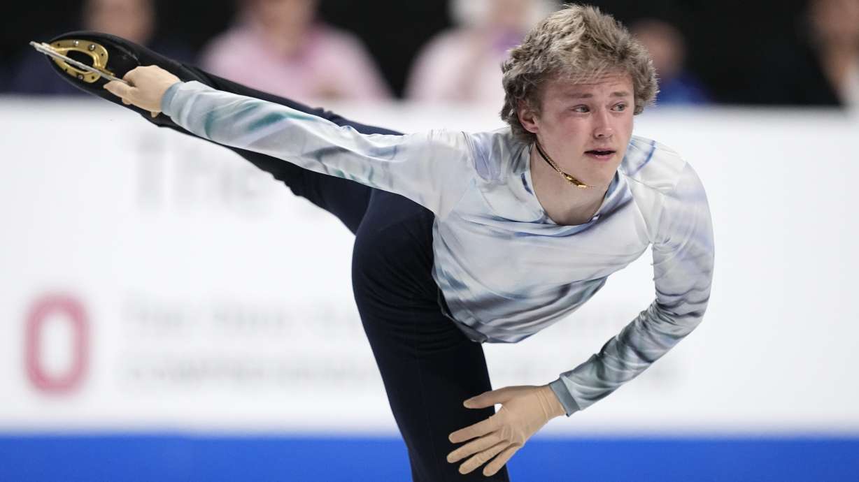 Ilia Malinin of the United States competes during the men's short program at the Skate America figure skating event in Allen, Texas, Saturday, Oct. 19, 2024.