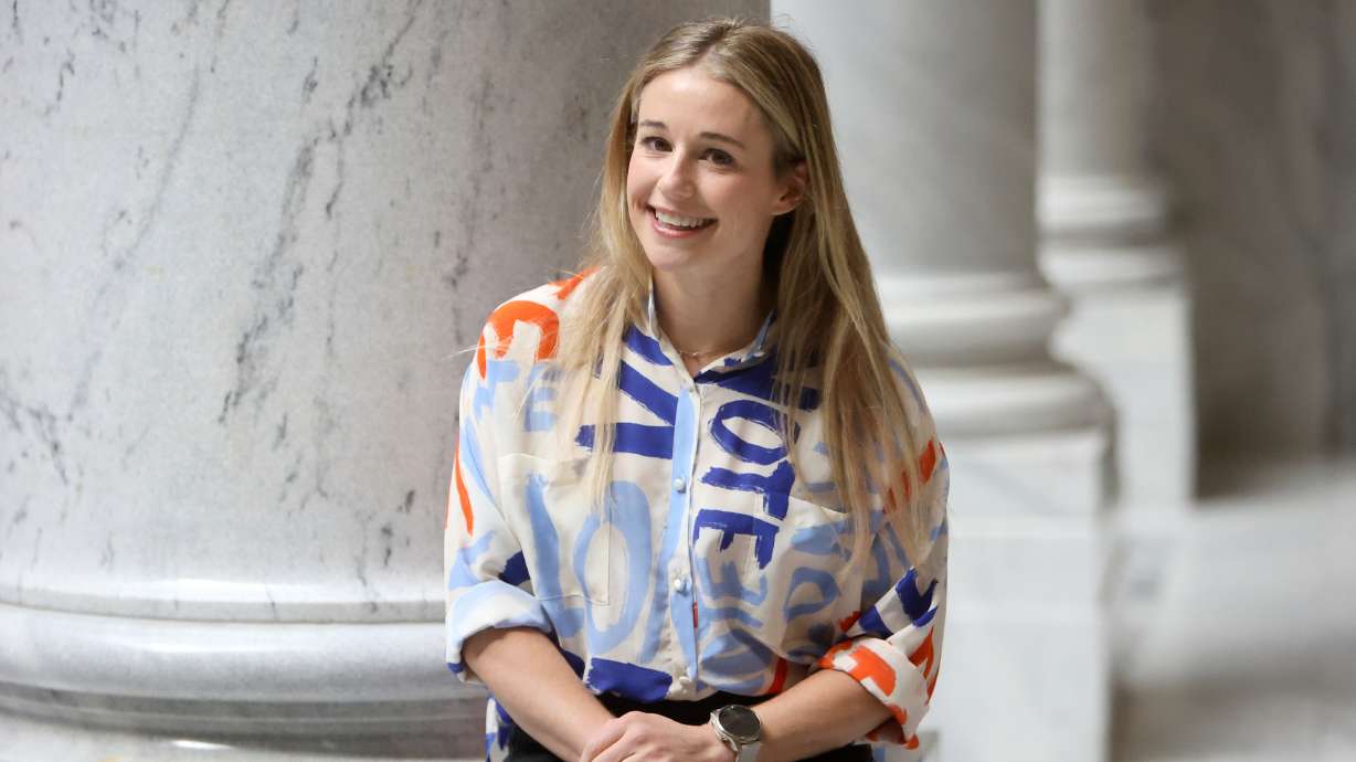 U.S. Senate candidate Caroline Gleich poses for a portrait at the Capitol in Salt Lake City on Oct. 16. Gleich wants to make running for office look more "easy and fun," in hopes more young people will be inspired to run for office.