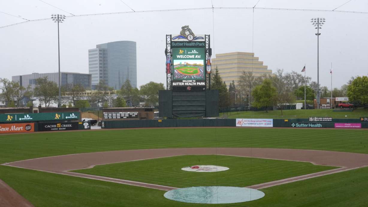 FILE - Sutter Health Park, home of the Triple A team Sacramento River Cats, is shown in West Sacramento, Calif., April 4, 2024.
