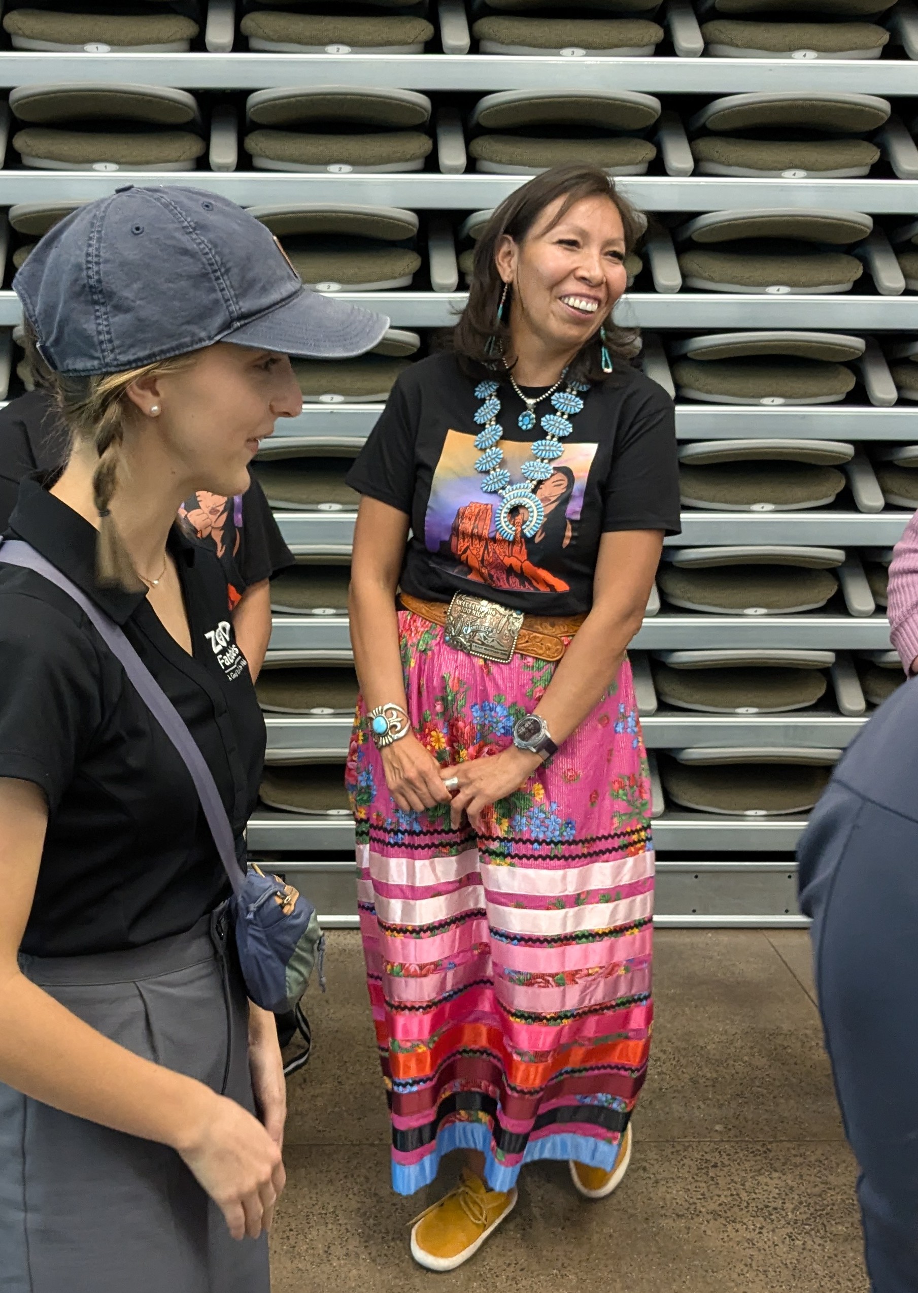 On Tuesday, DeShawna Joe, center, shares stories of her daughter SoRaya Manakaja with guests at the Teen Memoriam ceremony, honoring the 38 teenagers killed in car accident in 2023. "She's always with me, When a see the butterflies or feel a breeze in my face, I know she's here," she said.