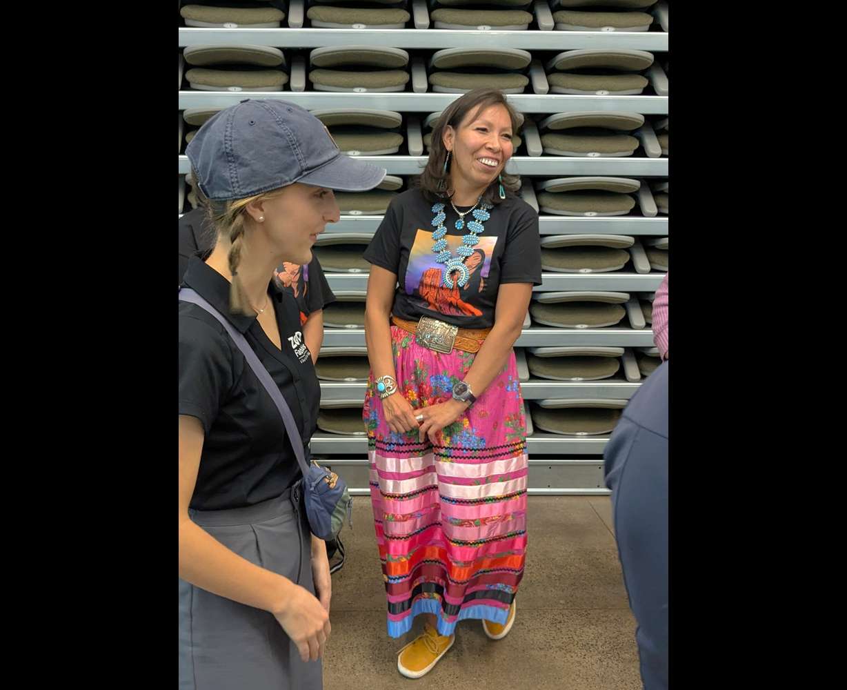 On Tuesday, DeShawna Joe, center, shares stories of her daughter SoRaya Manakaja with guests at the Teen Memoriam ceremony, honoring the 38 teenagers killed in car accident in 2023. "She's always with me, When a see the butterflies or feel a breeze in my face, I know she's here," she said.